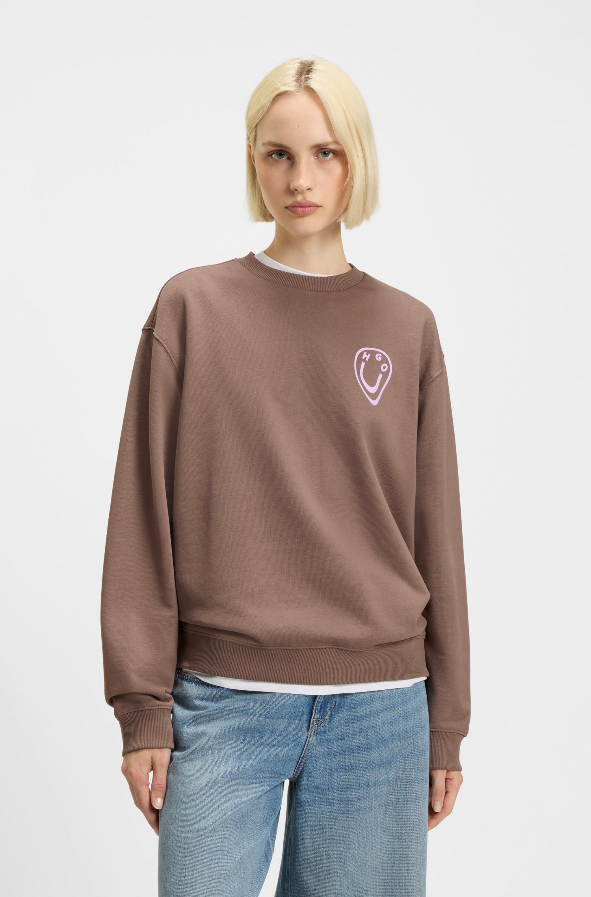 HUGO Blue Sweatshirt »Oversized Crew«, Rundhals, mit Print
