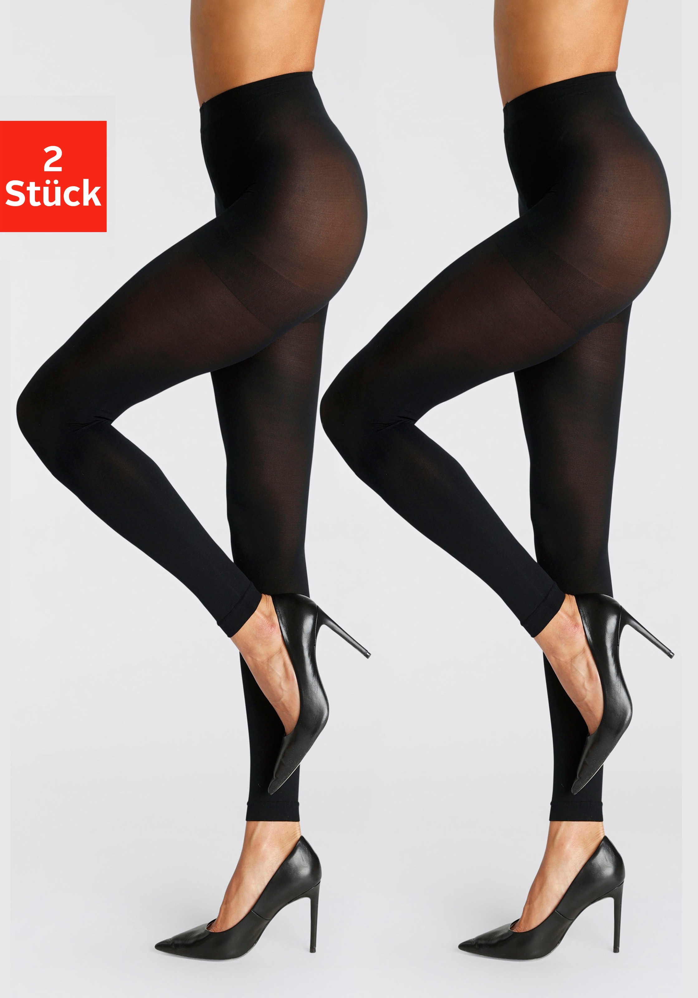Image of LASCANA Feinstrumpfleggings, 50 DEN, (Packung, 2 St.), 50 DEN semi Blickdicht bei Ackermann Versand Schweiz