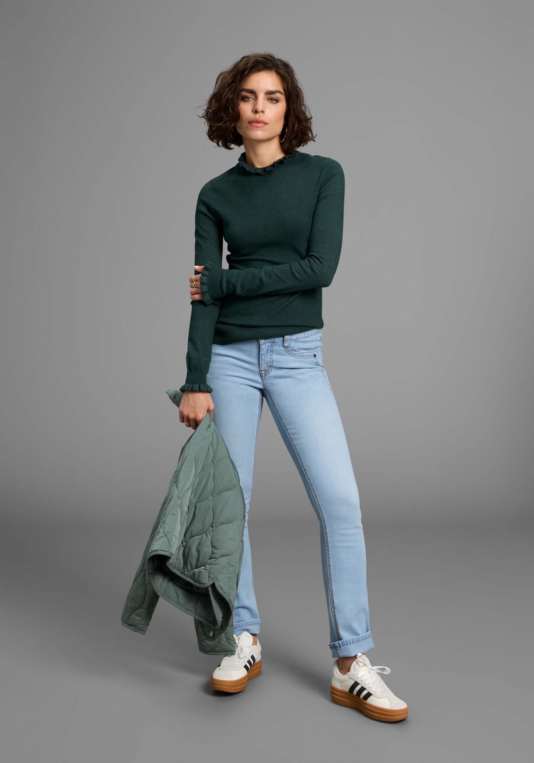 Laura Scott Stehkragenpullover, mit süssem Volant-Ausschnitt - NEUE KOLLEKTION