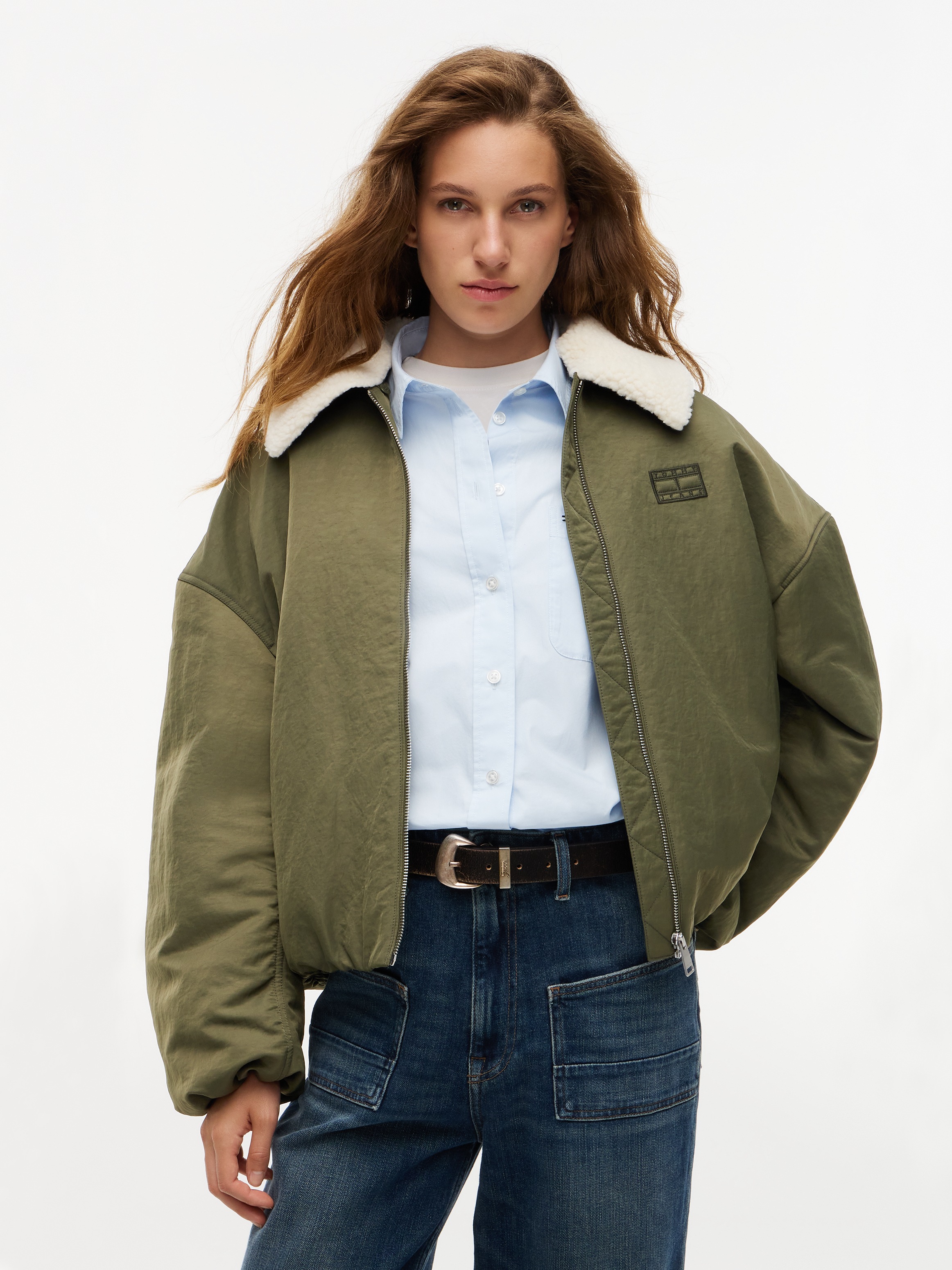 Image of Tommy Jeans Bomberjacke "TJW FUR COLLAR UTILITY BOMBER" Kunstfaser, mit Fellimitat