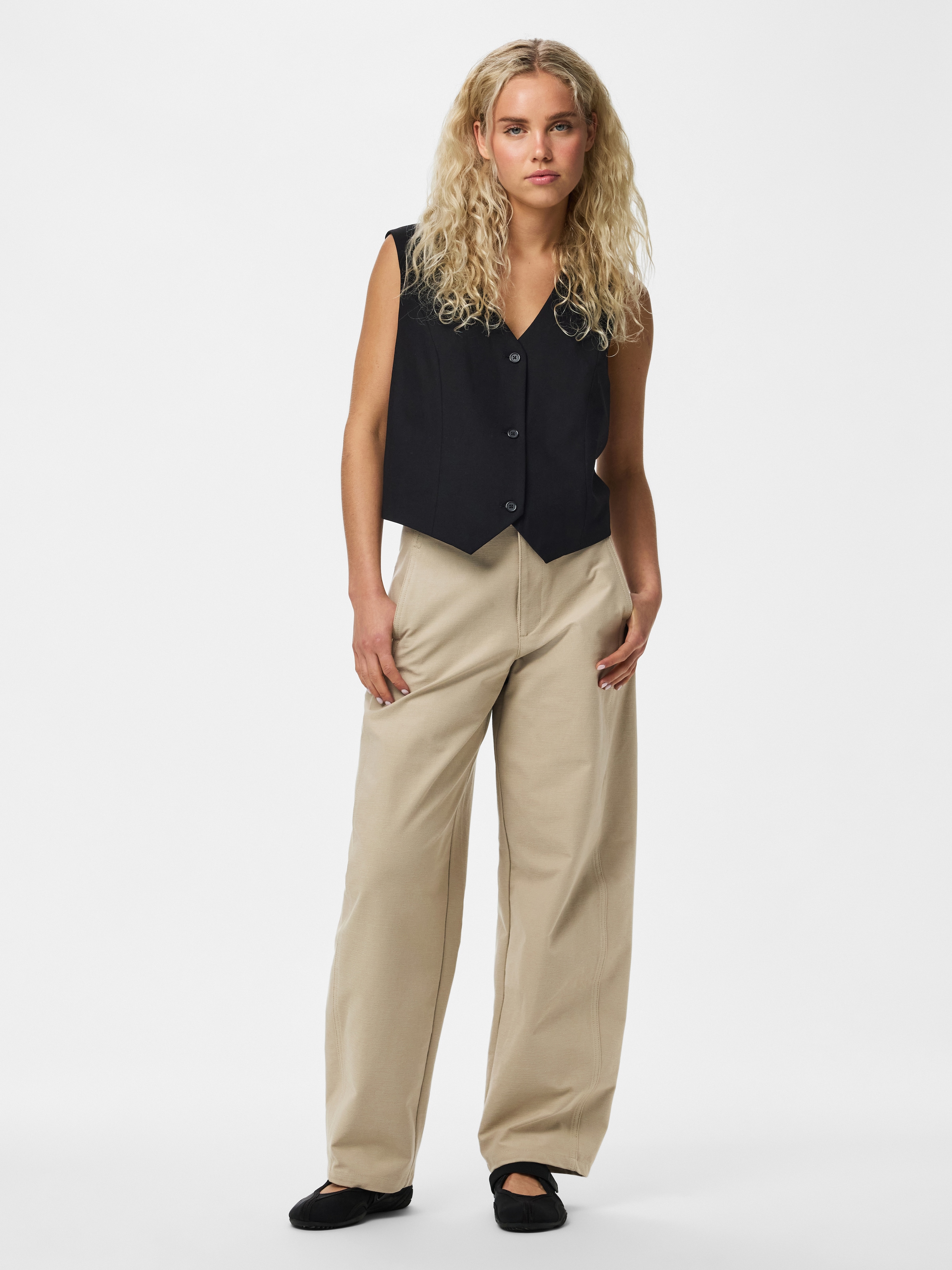 pieces Gilet de costume »PCBOSELLA VEST NOOS BC« mélange de matériaux