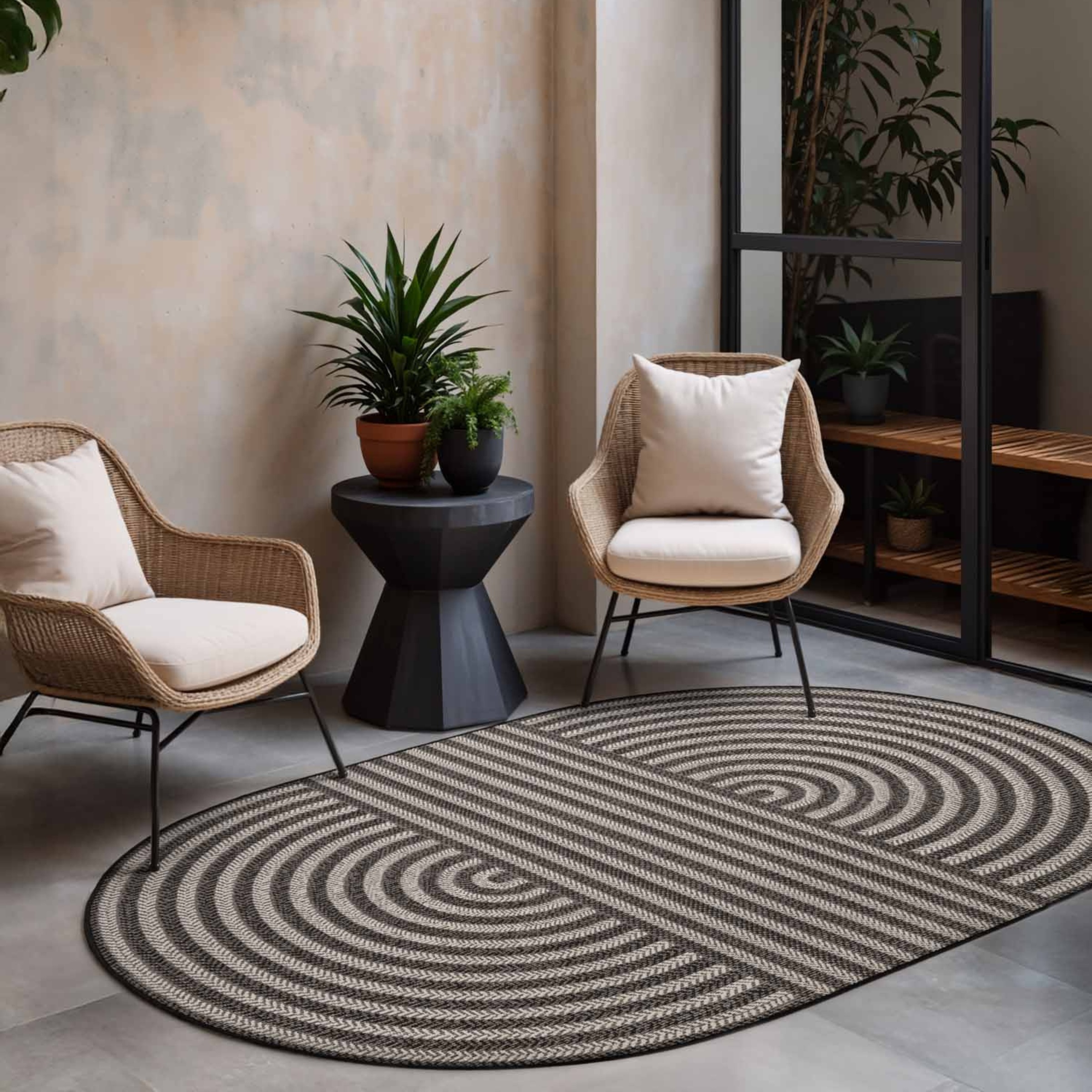 Image of Ted Baker Teppich "Woodfield, Wendeteppich" oval 8 mm Höhe Designteppich, Wetterfest, Pflegeleicht, Modern, Wohnzimmer, Terrasse