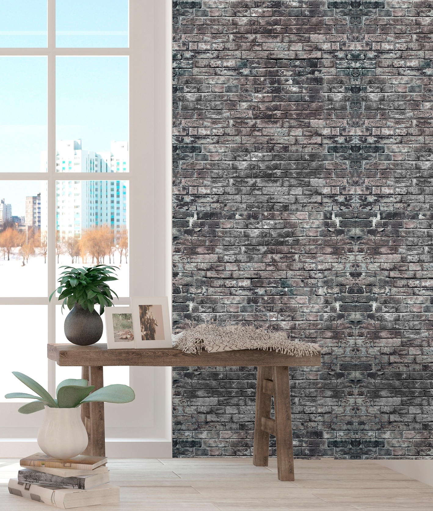 queence Papier peint vinyle »The Wall« Aspect pierre lisse 90x250cm, autocollant, pose très facile, sticker