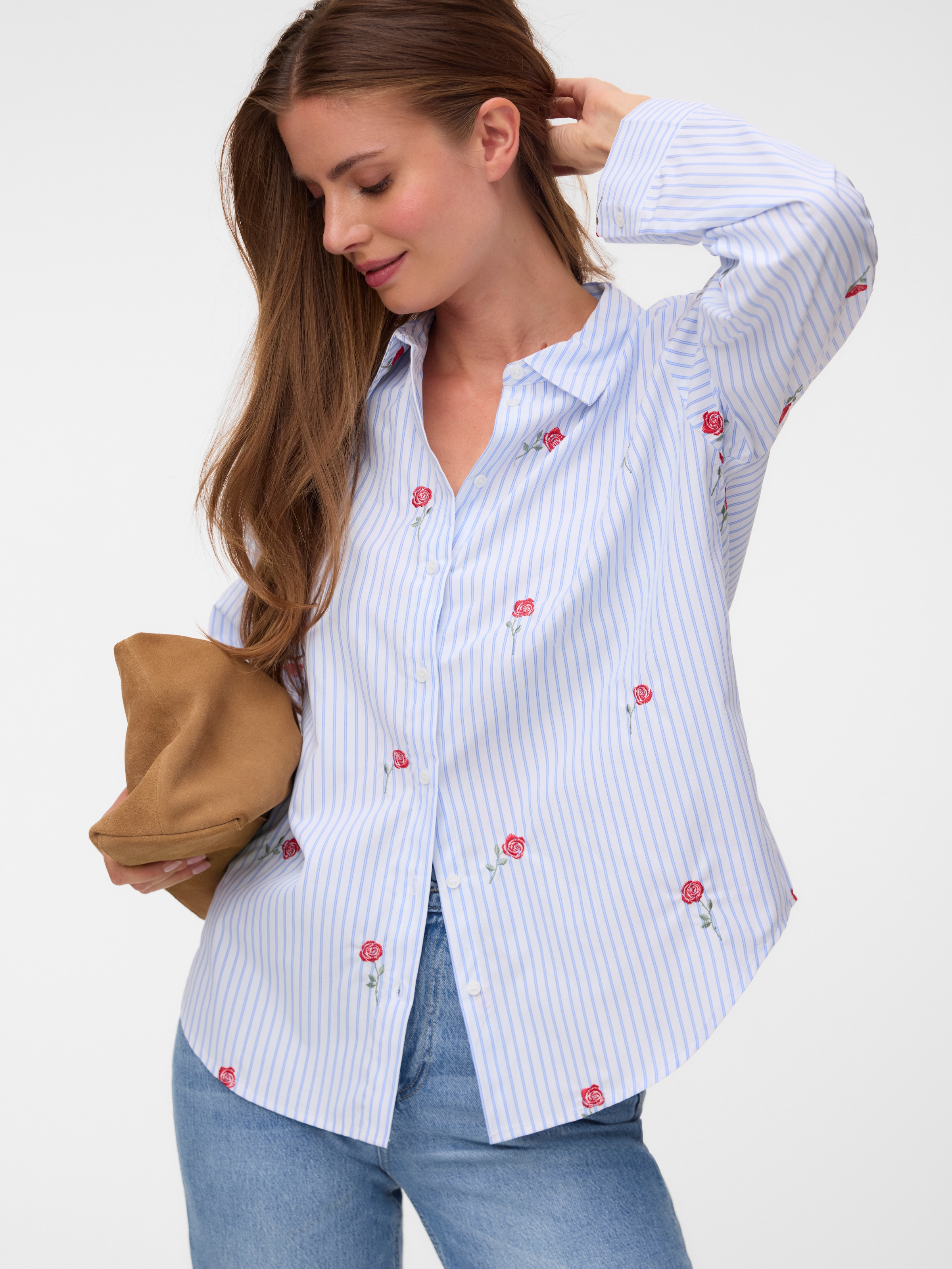 Image of Vero Moda Hemdbluse "VMTIRA LS SHIRT WVN" Materialmix
