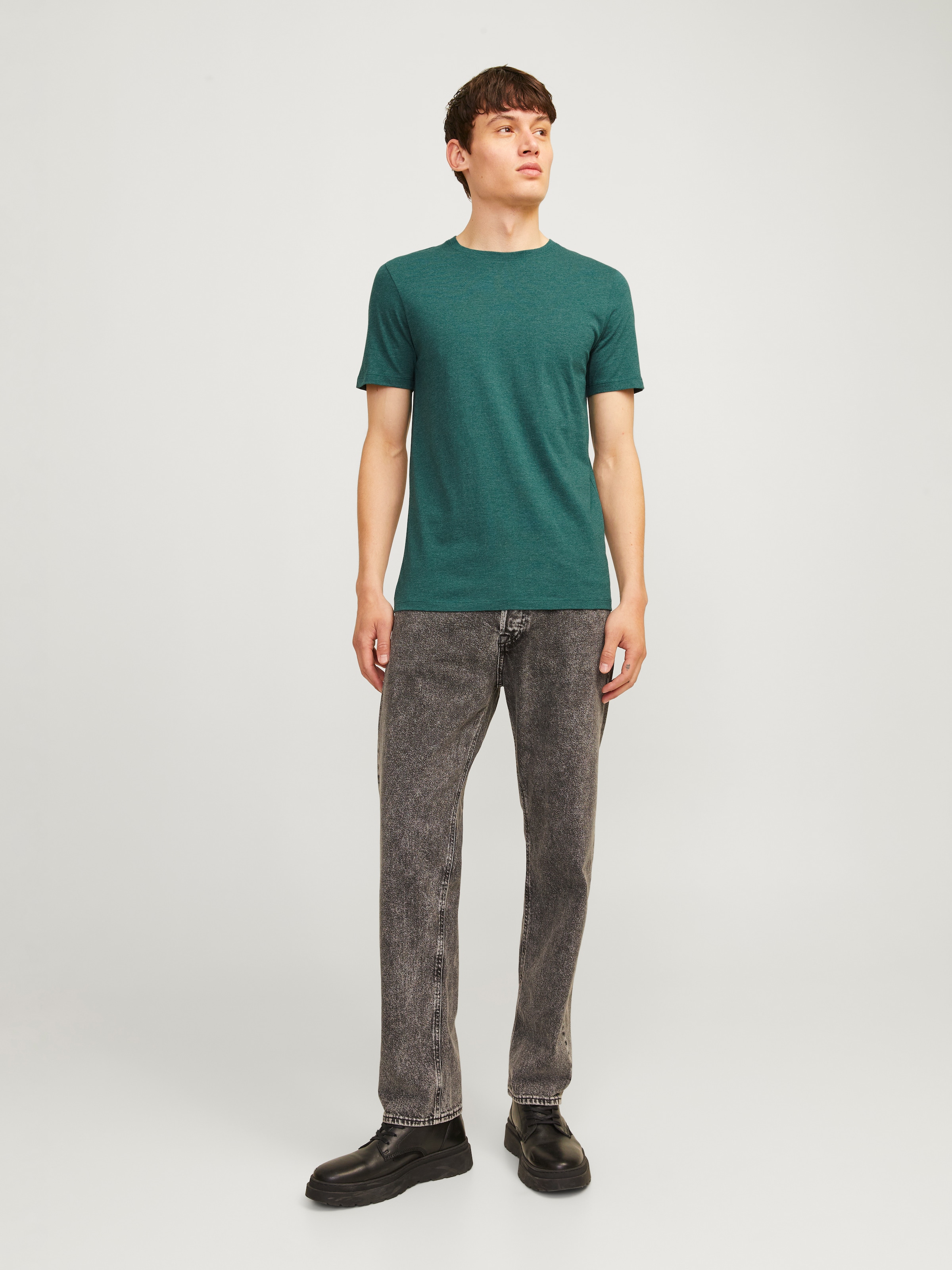 Jack & Jones Shirt à col rond »JJEORGANIC MELANGE TEE SS O-NECK NOOS« mélange coton, coupe régulière