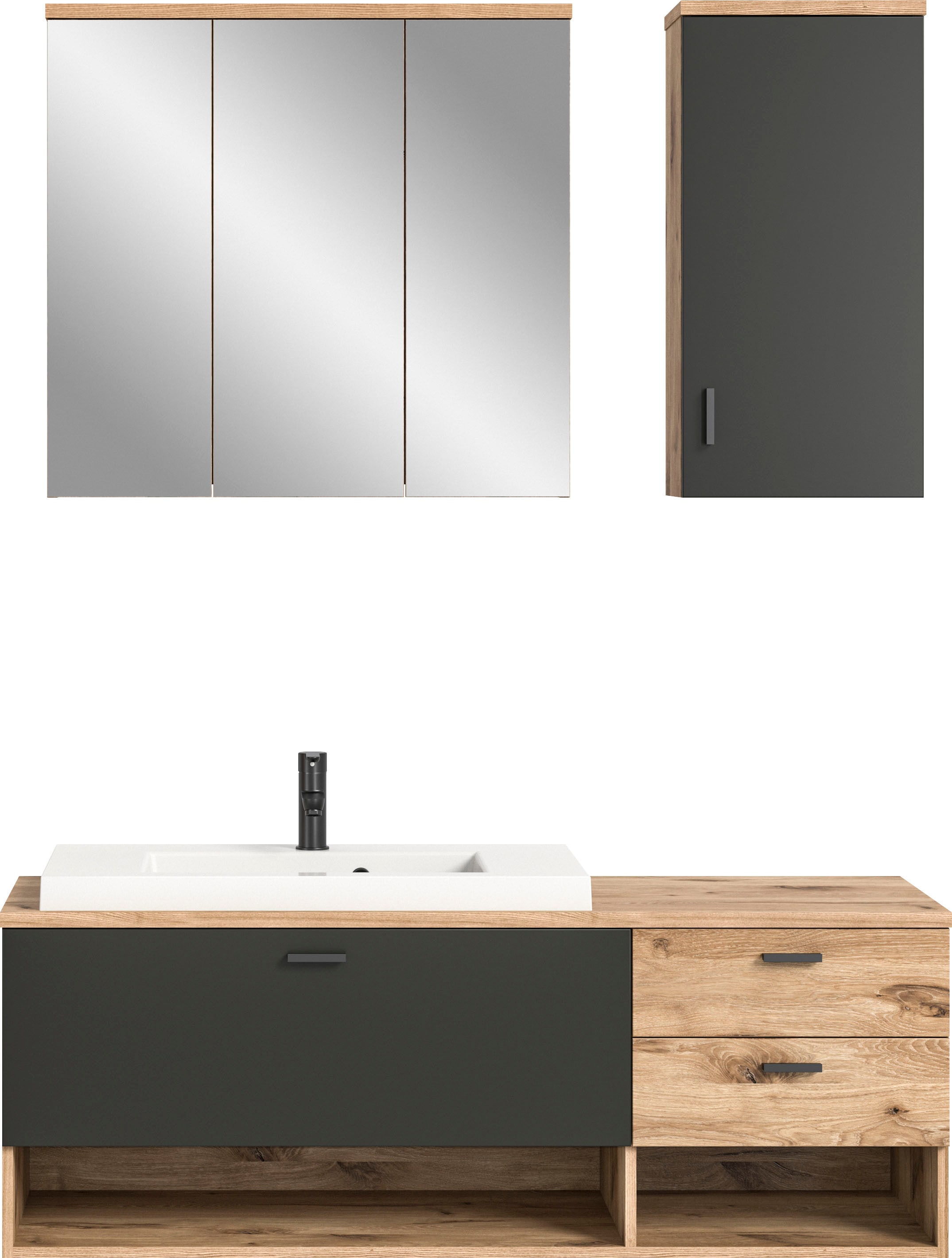 Image of welltime Badmöbel-Set "Dolo, 3 teilig, inklusive Mineralguss-Waschbecken, bestehend aus:" Set, 3 Stk. tlg.
