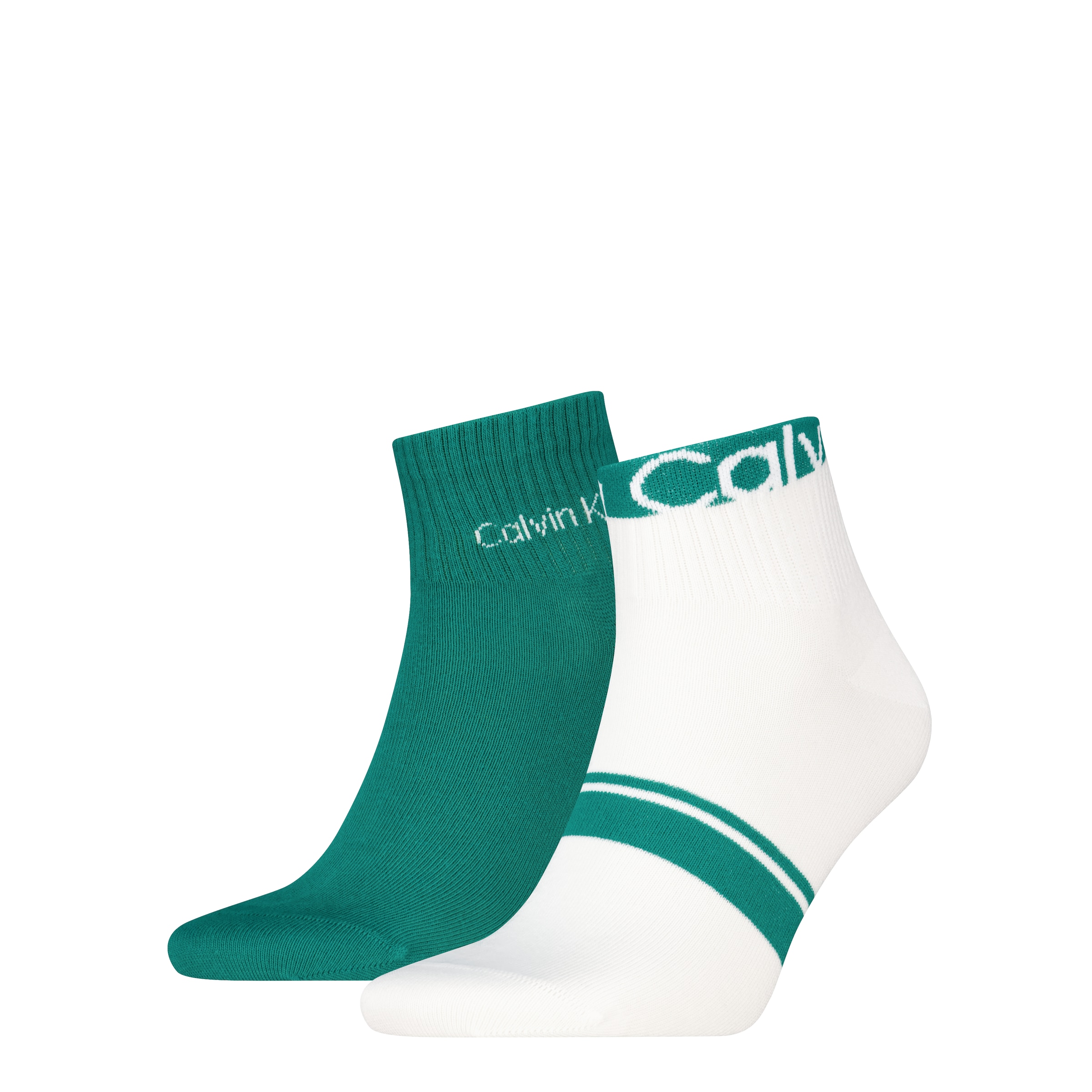 Calvin Klein Chaussettes courtes »CK MEN QUARTER LOGO STRIPE« 2 Paar,  mit breitem Rippenbündchen, Cotton-Mix