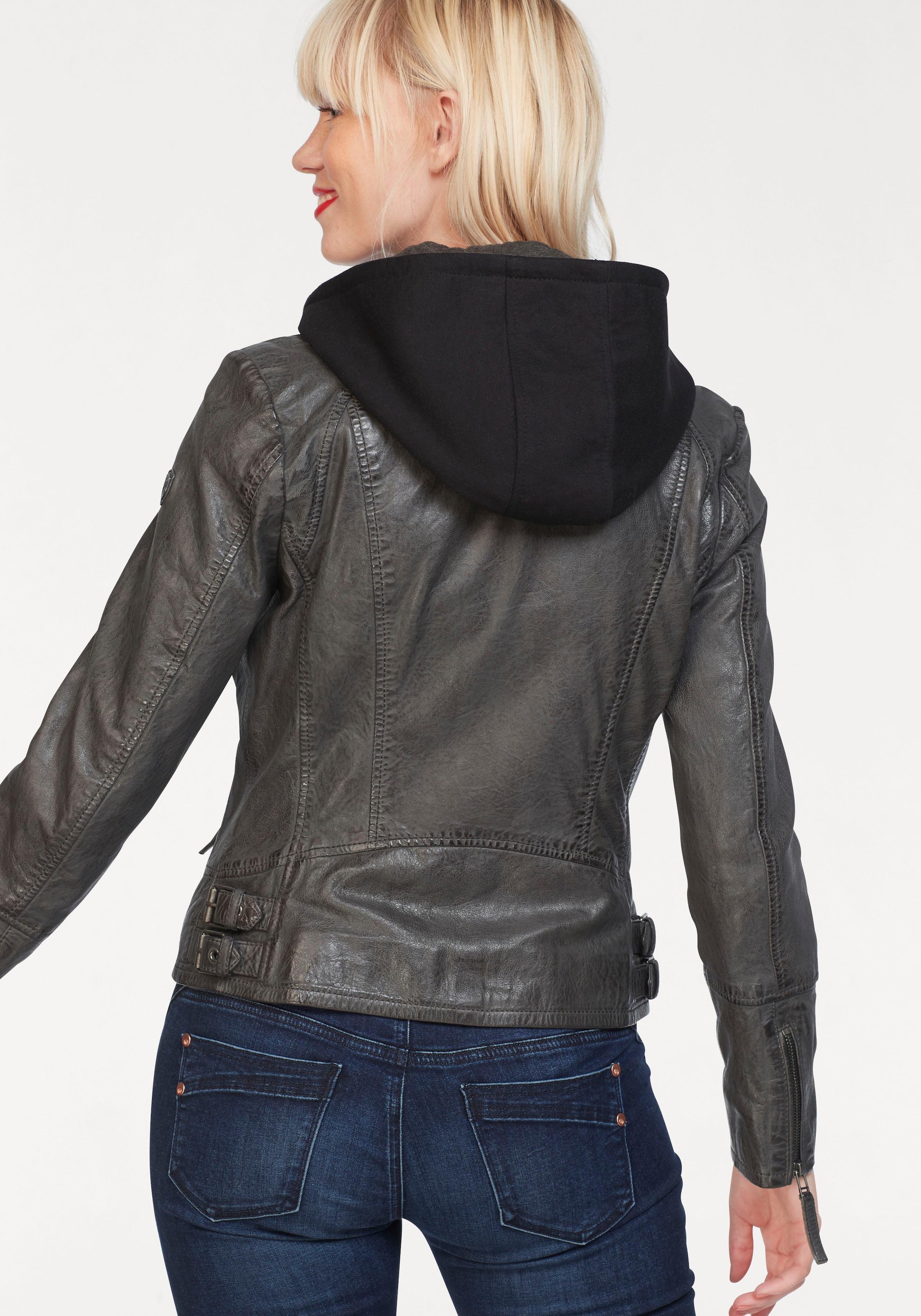 Gipsy Lederjacke »NOLA«, mit Kapuze, Two-in-One Style - mit abnehmbarer Jersey-Kapuze