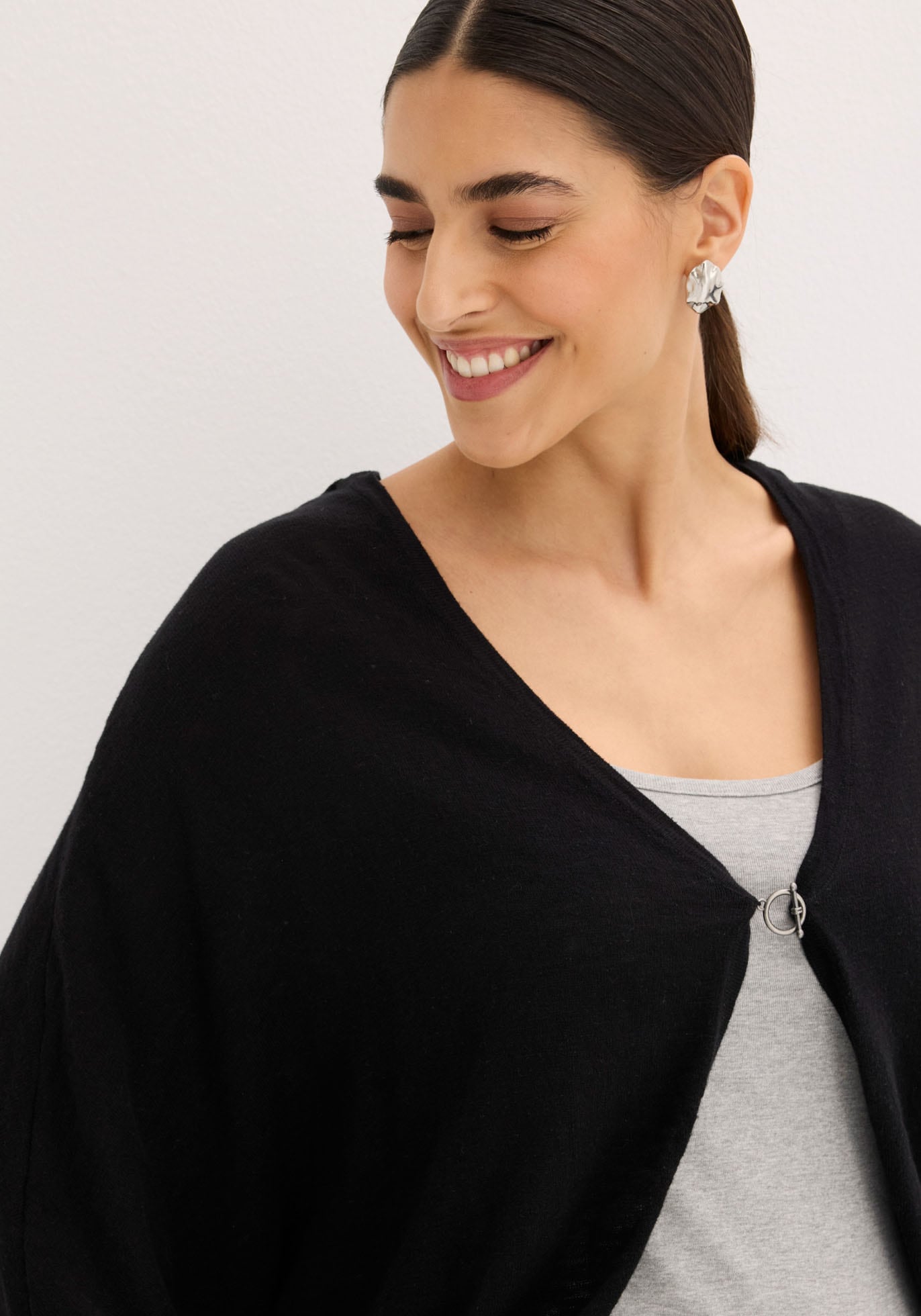 bonprix Veste en tricot Oversize-Passform, 3/4-Ärmel, eleganter Stil, aus Baumwolle