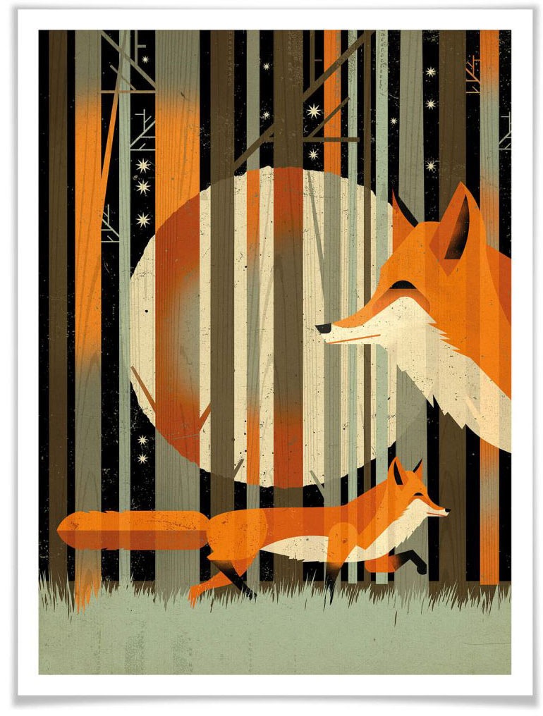 Image of Wall-Art Poster »Midnight Foxes«, Schriftzug, (1 St.), Poster, Wandbild, Bild, Wandposter bei Ackermann Versand Schweiz
