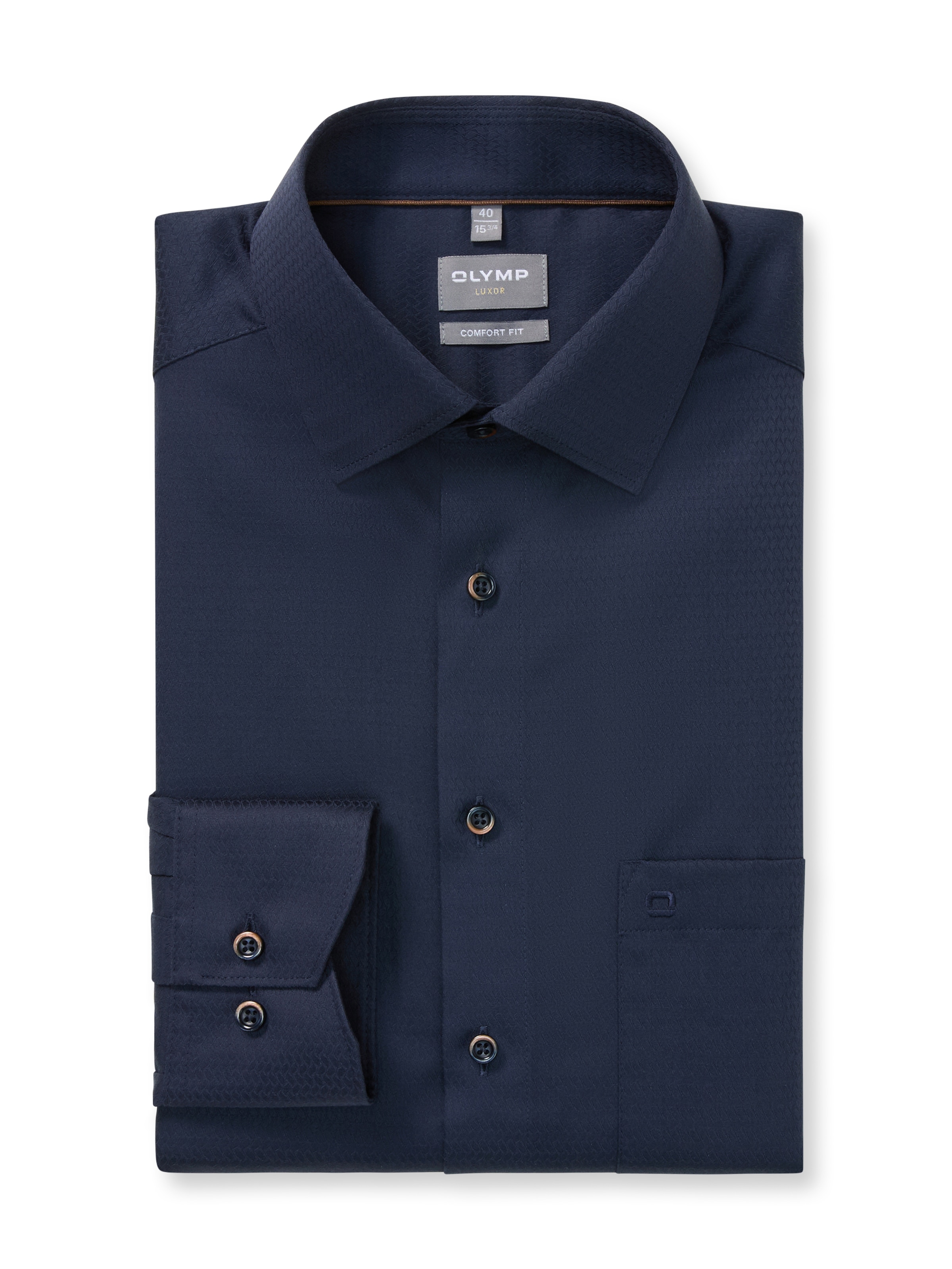 OLYMP Chemise à manches longues »Luxor comfort fit« Struktur - Satin, comfort fit, Businesshemd, New-Kentkragen