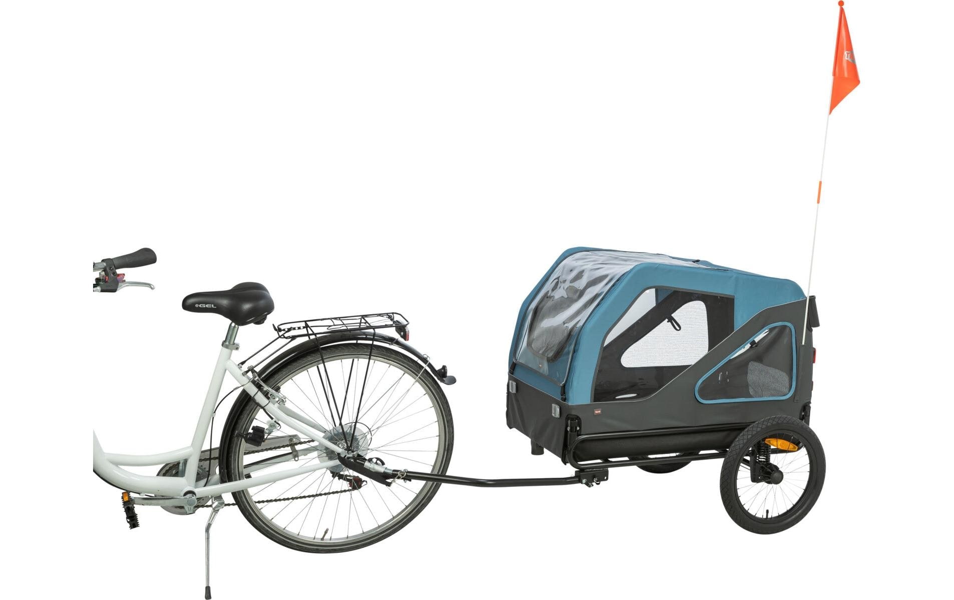 TRIXIE Panier de vélo pour animaux »Fahrradanhänger L blau/grau 81 x 112 x 112/155 cm«