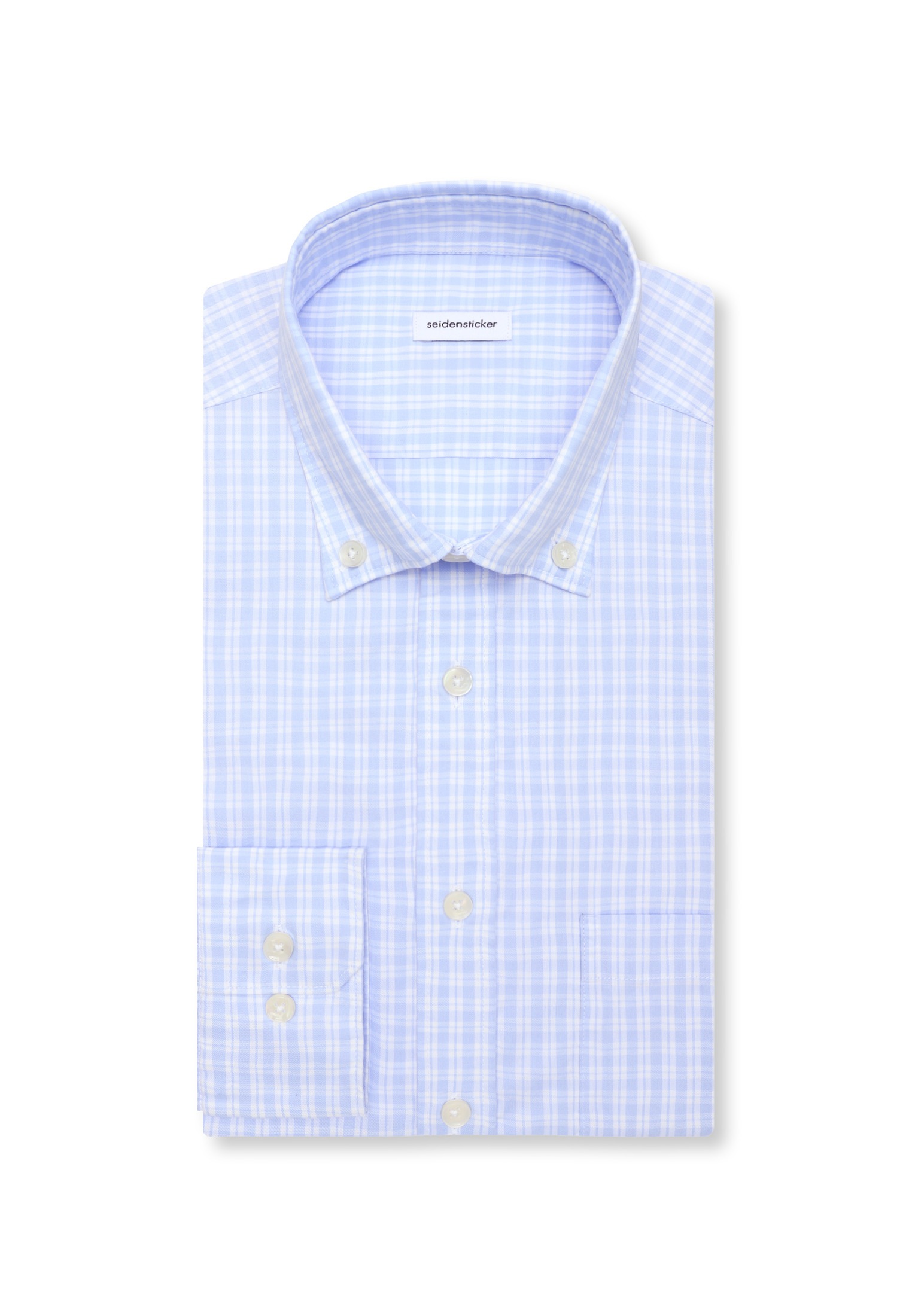 seidensticker Businesshemd Regular 1/1 Button-Down-Kragen Karo