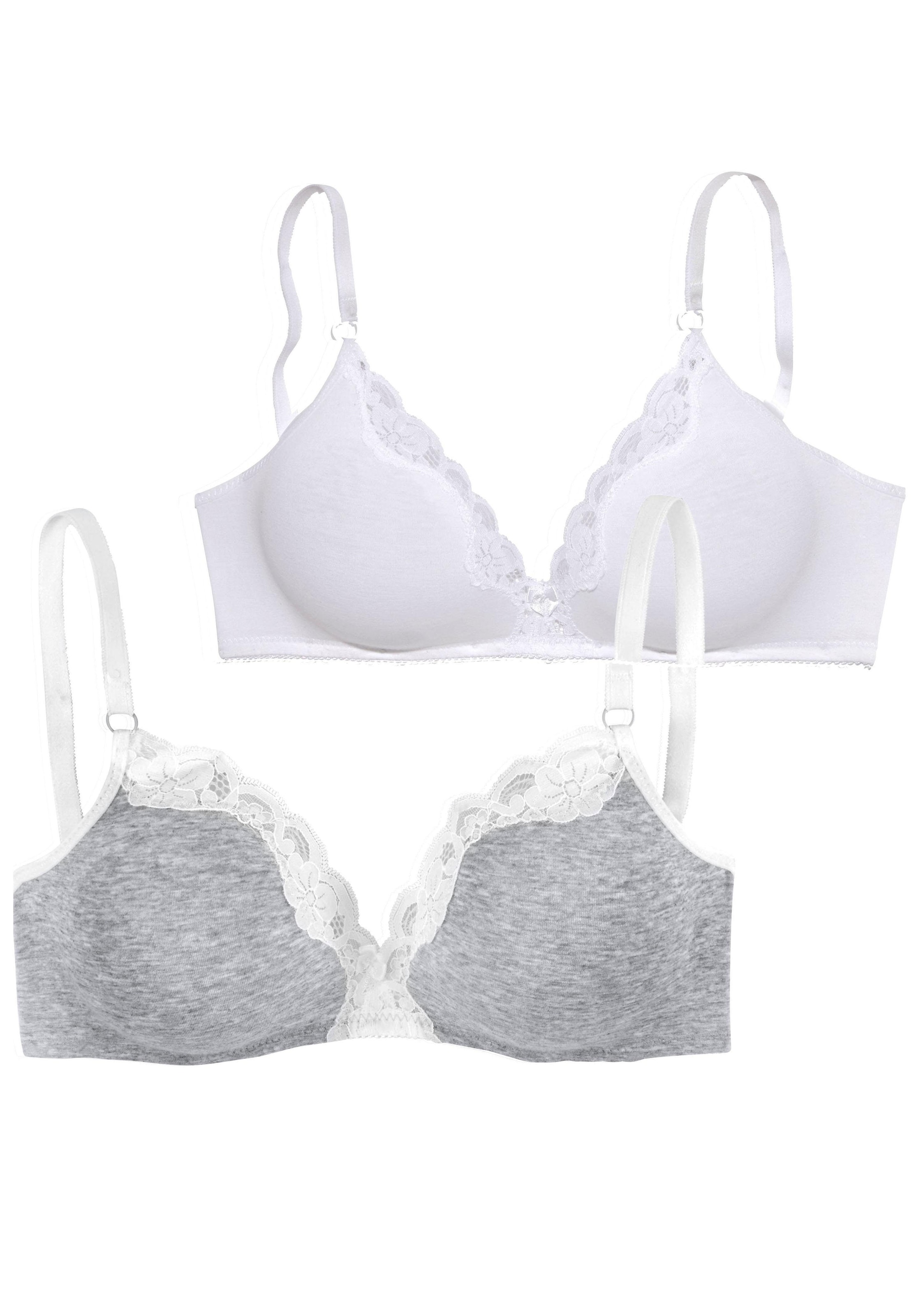 petite fleur Bralette-BH, (Packung, 2 Stück), ohne Bügel aus Baumwolle mit Spitze