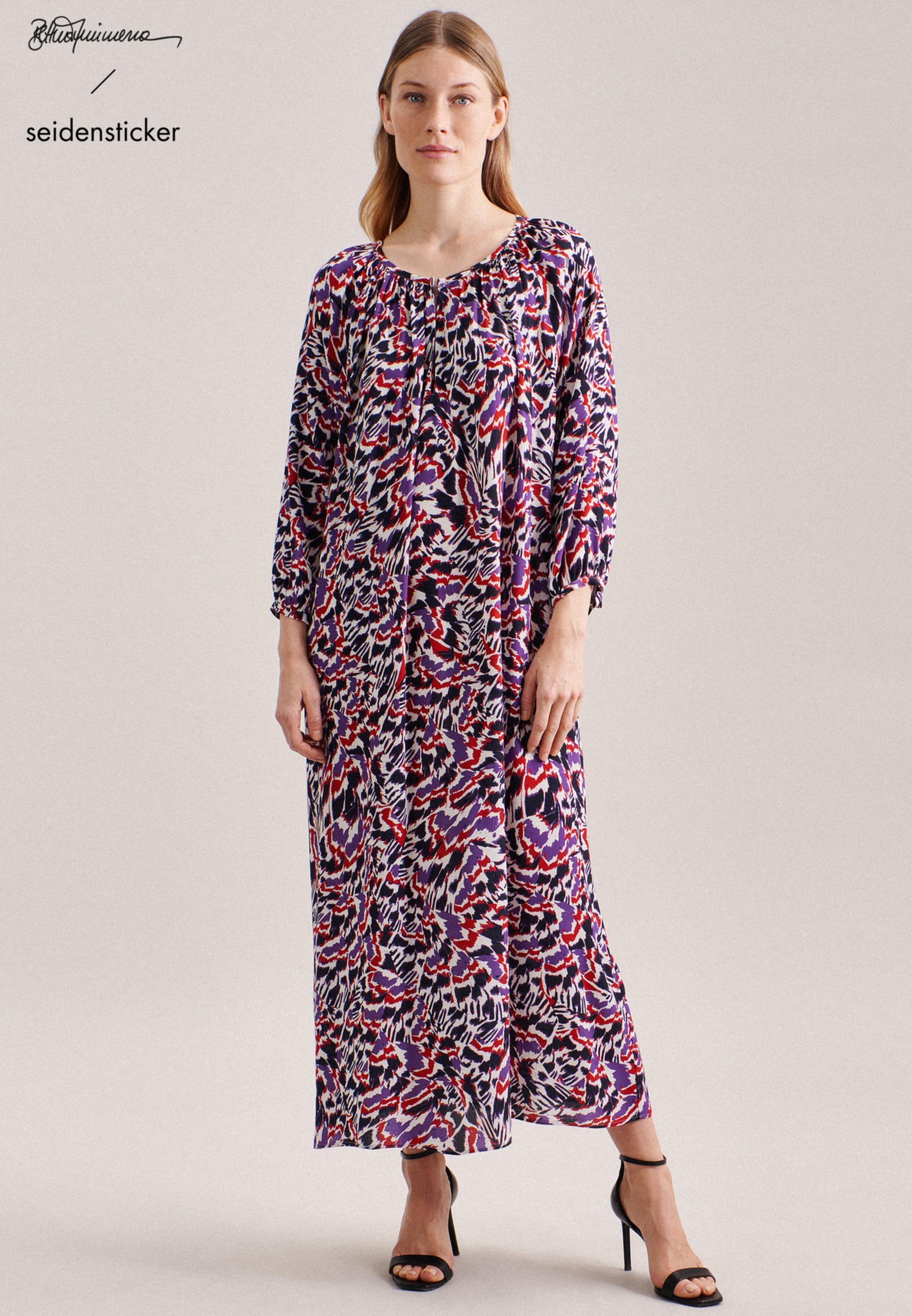 Image of seidensticker Sommerkleid "Schwarze Rose" 3/4-Arm Rundhals Druck