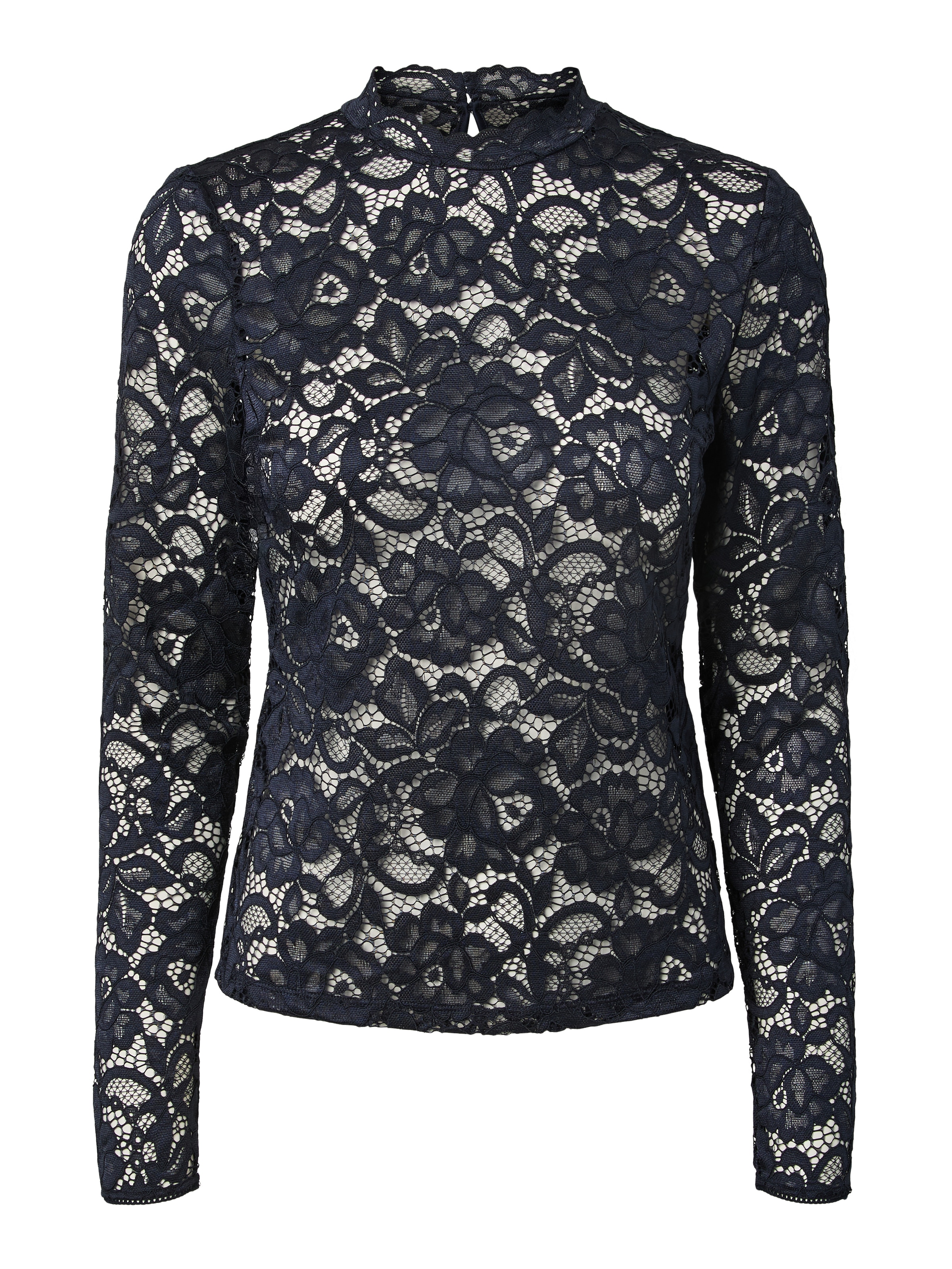 Y.A.S Langarmshirt »YASLACEY LS LACE TOP S. NOOS« Materialmix, slim fit