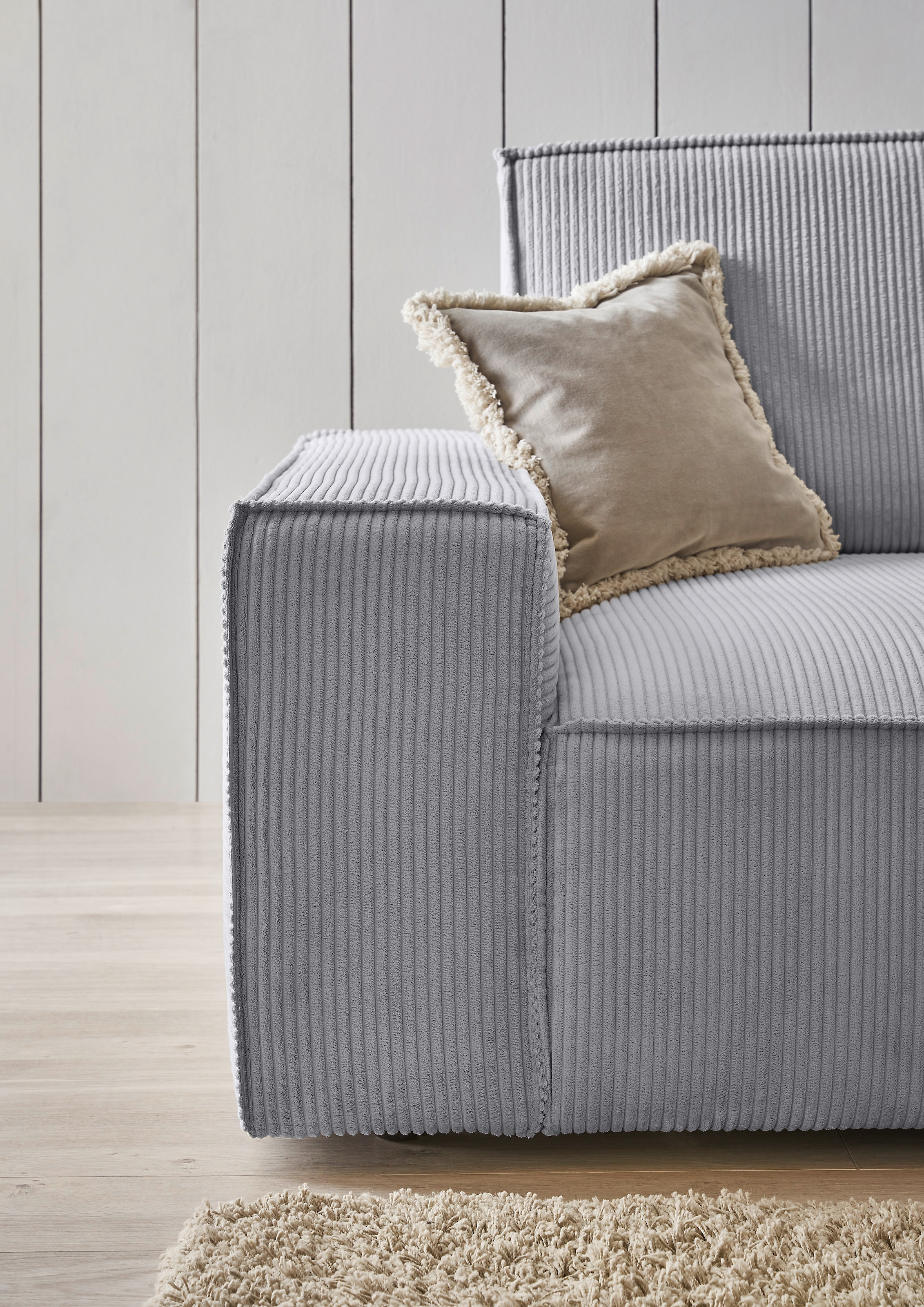 Home affaire Ecksofa »NEU: SHERWOOD XXL 284, Big-Sofa L-Form, tiefe Sitzfläche 95 cm, Cord« Recamiere rechts/links, als Schlafsofa stellbar, Cord u. Leinenoptik