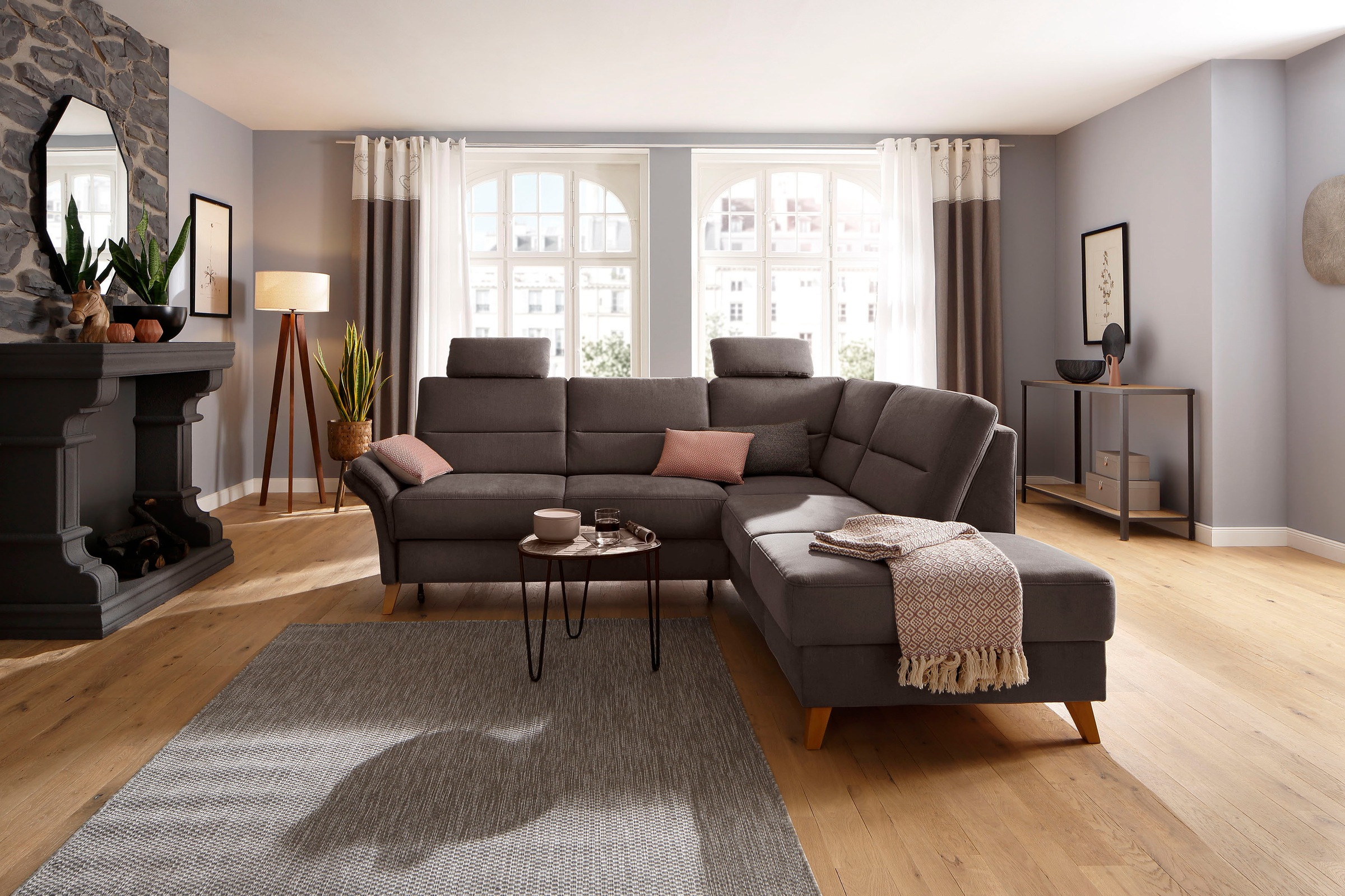 Home affaire Ecksofa »Westerland L-Form«, Federkern-Polsterung, wahlweise mit Bettfunktion, Bettkasten