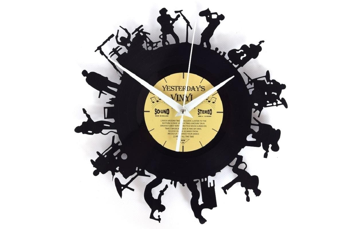 Wanduhr »Yesterday's Vinyl Musikband Ø 30 cm, Gold/Schwarz«