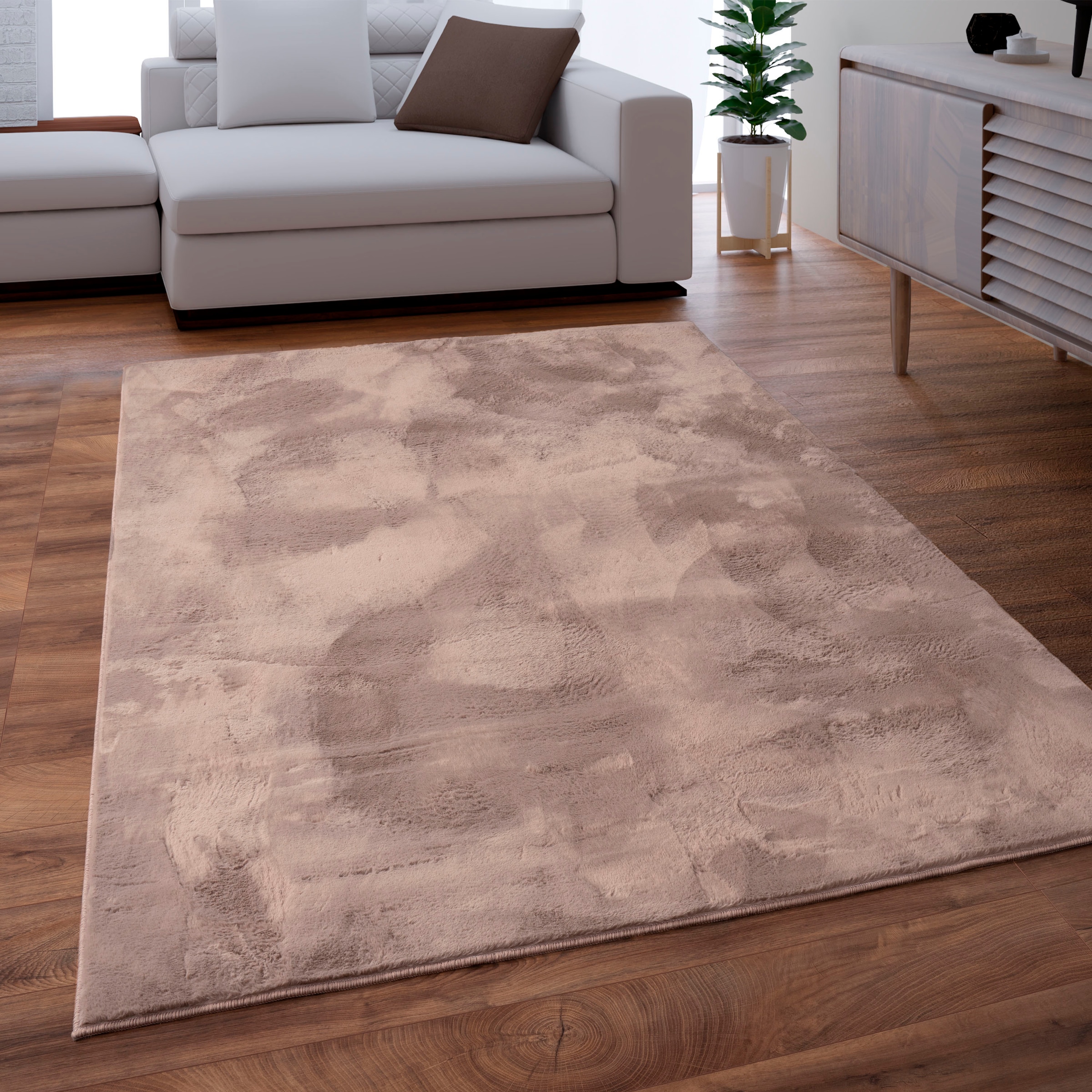 Paco Home Fellteppich »Kunstfell Soft 380«, rechteckig, 14 mm Höhe, Langflor, Kuschelteppich - besonders weich, Uni-Farben