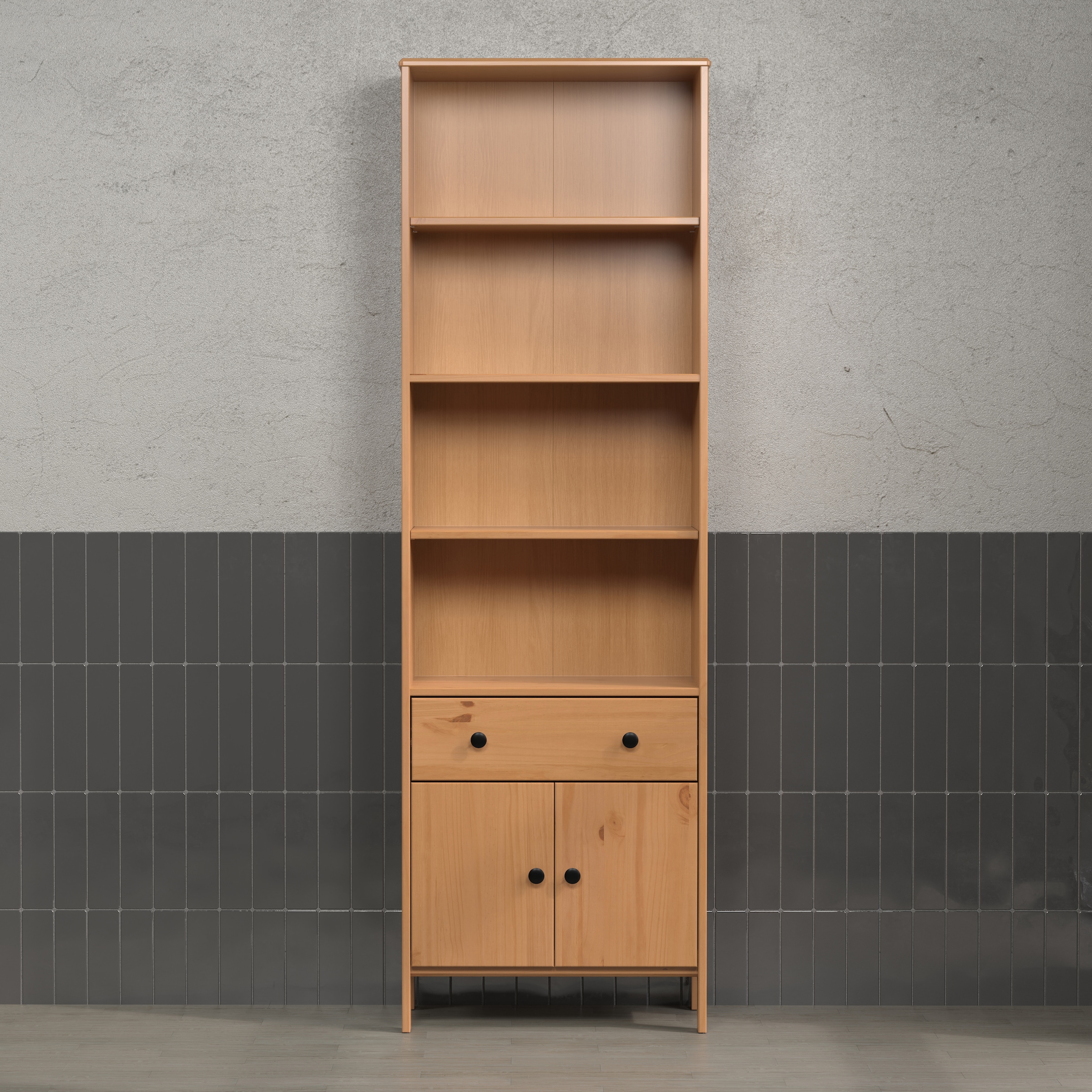 welltime Hochschrank »Kall«, (1 St.), Badezimmerschrank aus Kiefer-Massivholz - Masse (B/T/H) 60/33/188 cm