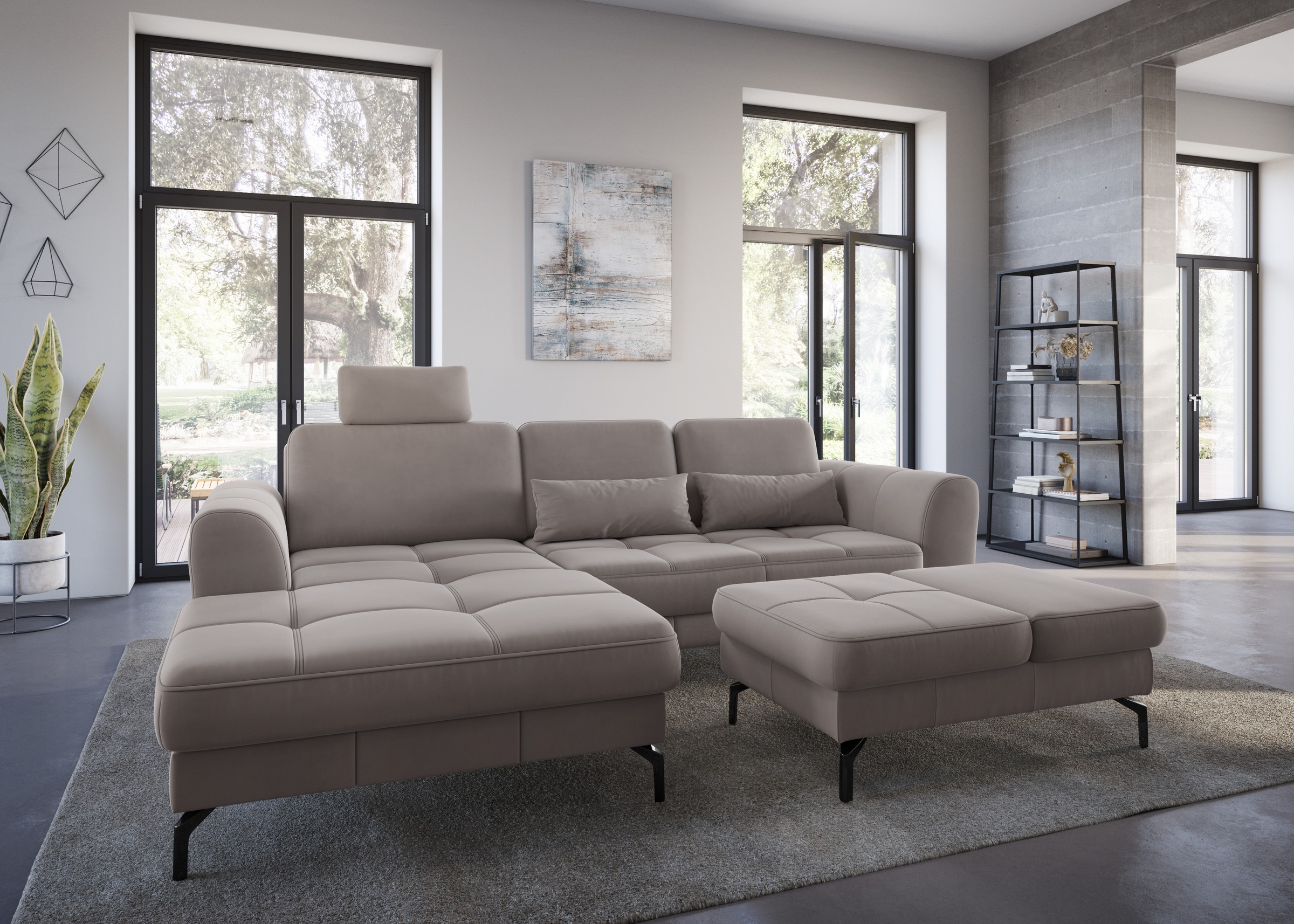 sit&more Ecksofa »Bendigo L-Form«, inklusive Sitztiefenverstellung, Bodenfreiheit 15 cm, 2 Fussfarben