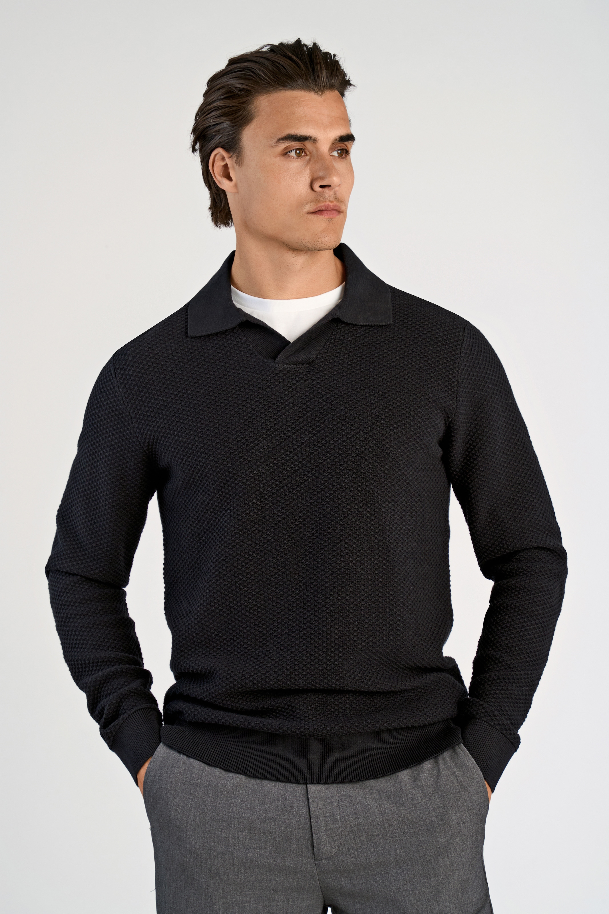 Image of LINDBERGH Strickpullover mit Hemdkragen und leichter Struktur