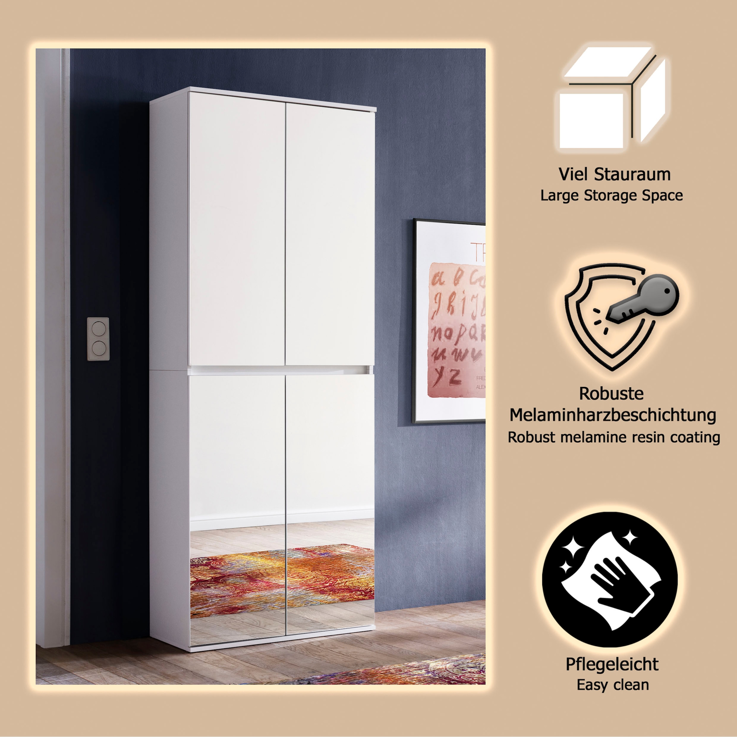 INOSIGN Armoire vestiaire »Malcesine« Garderobenschrank mit 4 Türen - (B/T/H) 74/34/191 cm