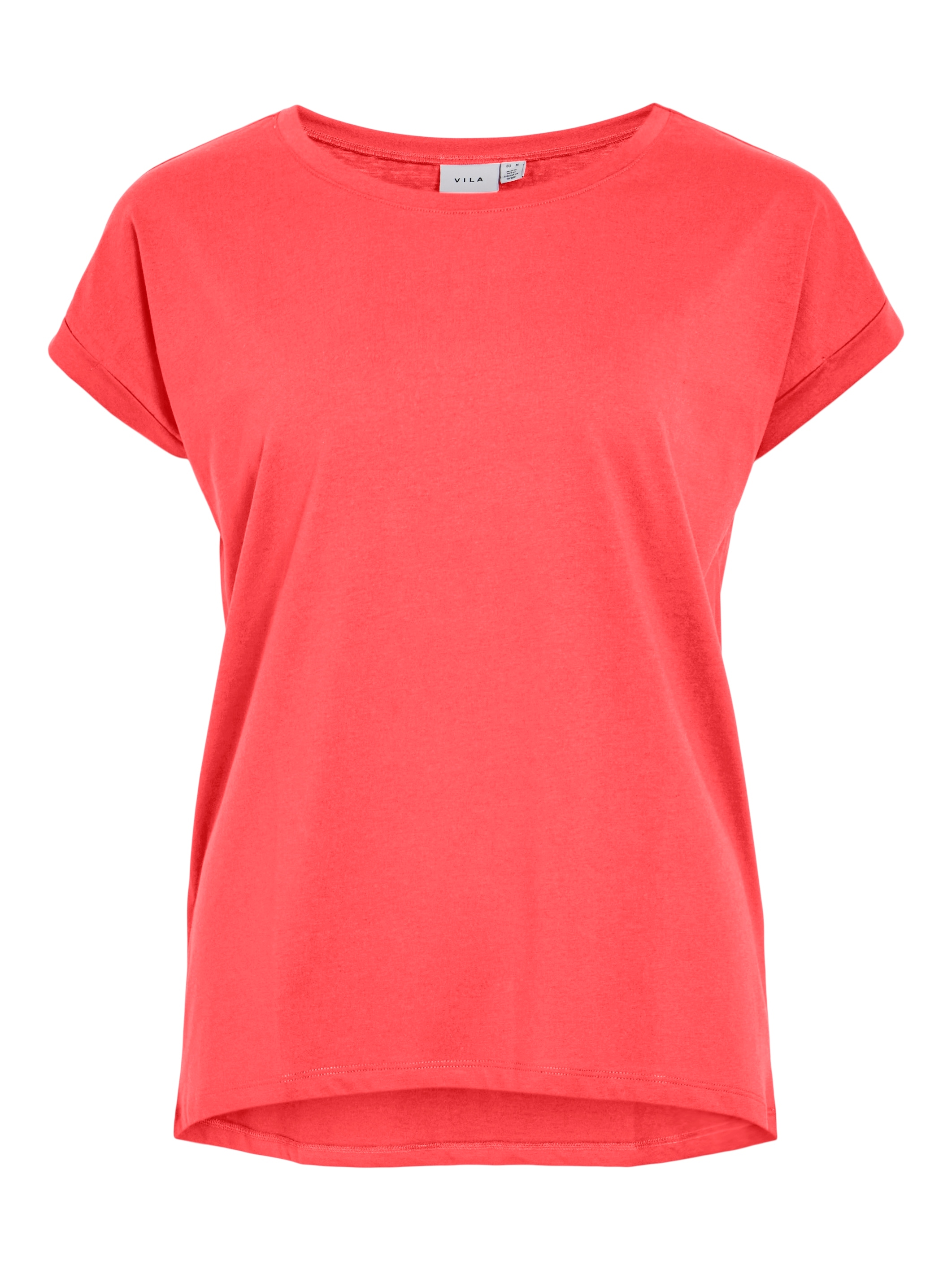 Vila Rundhalsshirt »VIDREAMERS NEW PURE T-SHIRT/SU-NOOS«, Basic Damen-T-Shirt mit Rundhalsausschnitt und umgeschlagenen Ärmeln