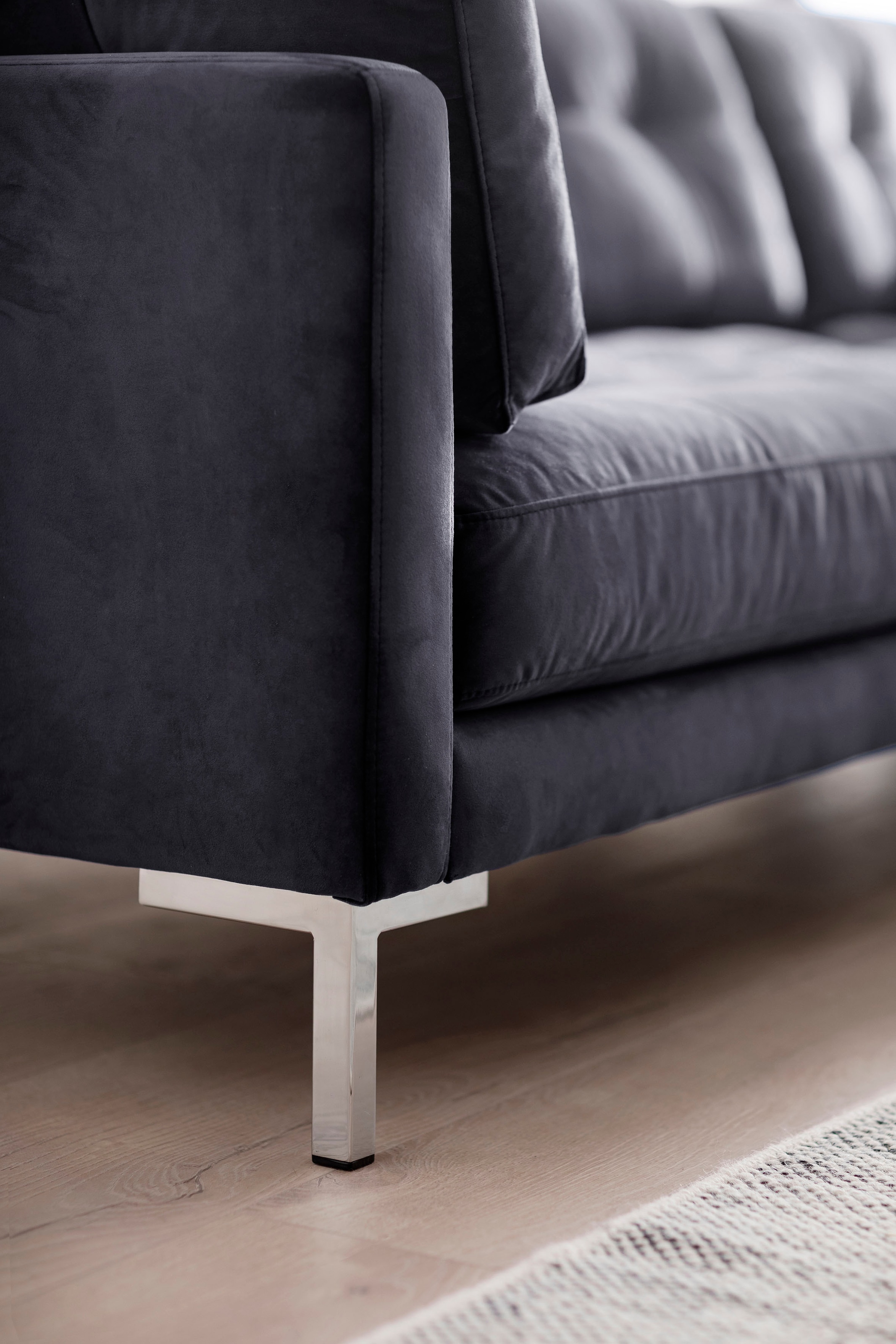 Trends by HG Canapé d'angle »Landau L-Form« in Cord-Stoff mit Metallfuss