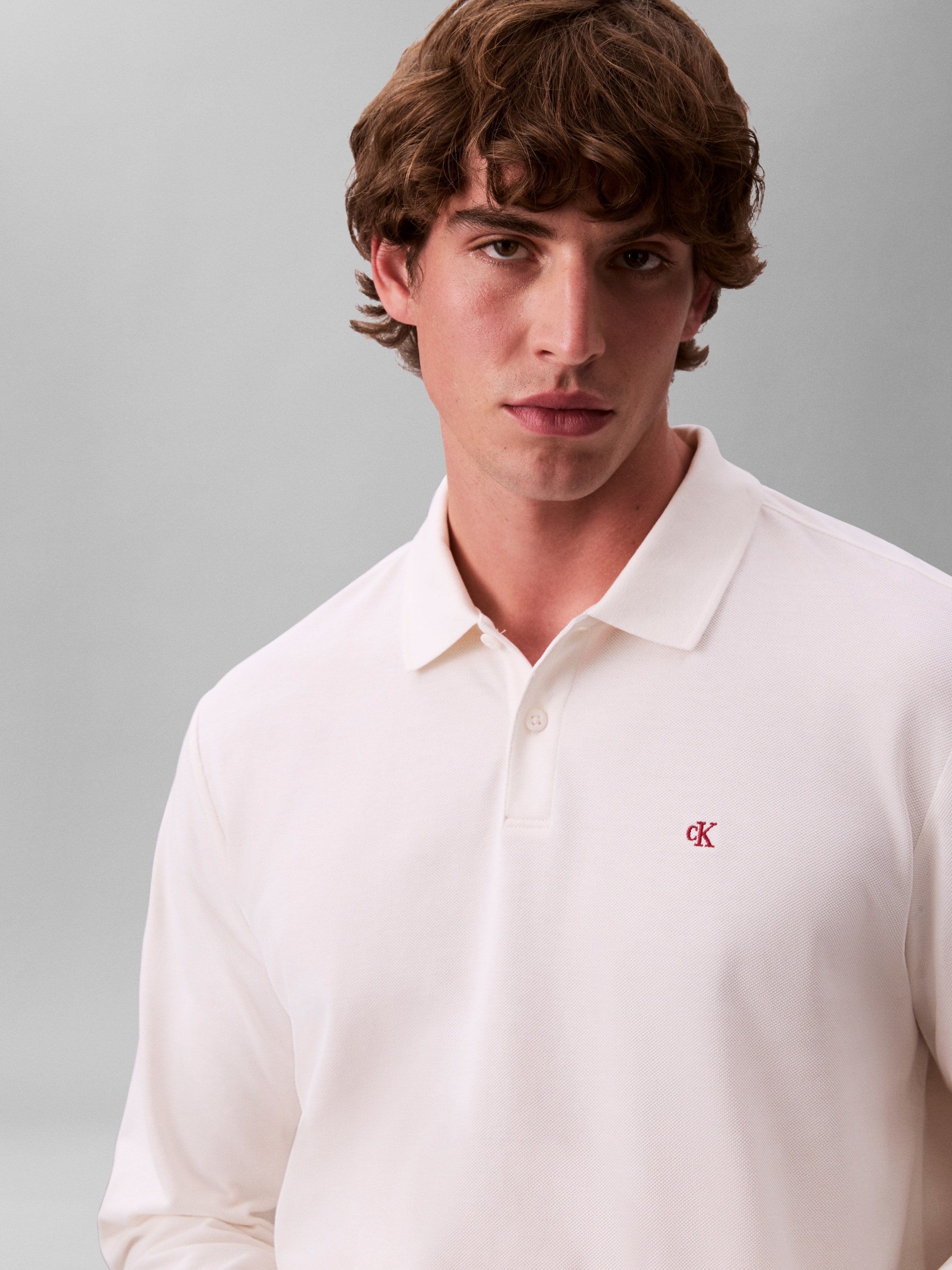 Calvin Klein Jeans Polo à manches longues Regular fit mit Rundhalsausschnitt