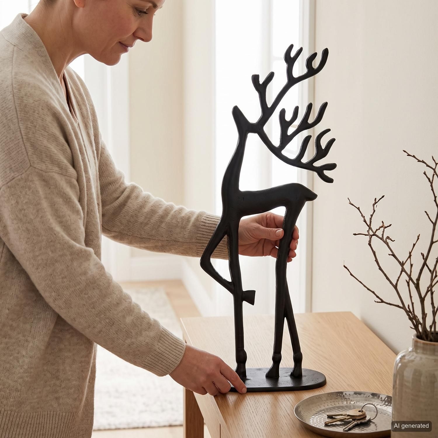 Casablanca by Gilde Tierfigur »Figur Rentier Nordy schwarz H. 52 cm«