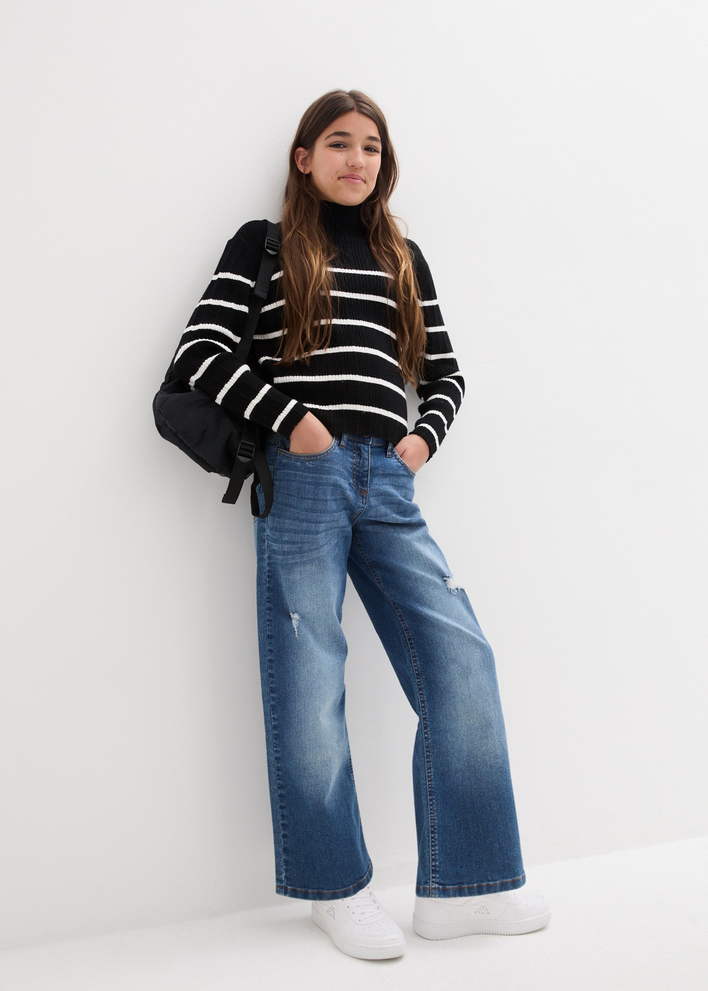 bonprix Weite Jeans lockere Passform, mit Five-Pocket-Style