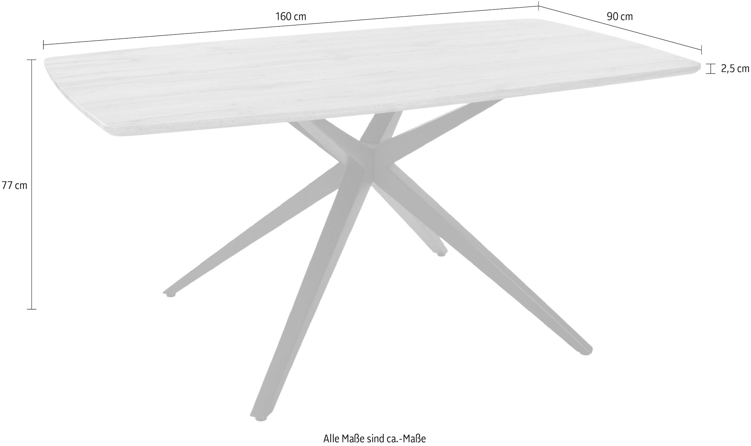 Duo Collection Table de salle à manger »Tisch Emira« 1 cuis tlg. Structure métallique massive en X, aspect chêne sauvage