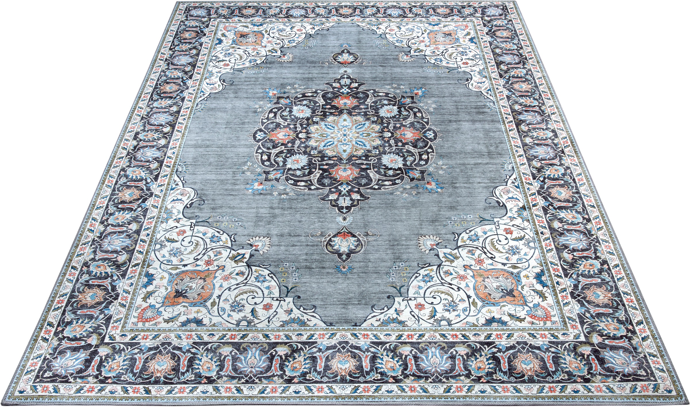 Image of NOURISTAN Designteppich »Medaillon Rana«, rechteckig, 7 mm Höhe, Klassischer Teppich, Orient Optik, Vintage Design, Gekettelt, Wohnzimmer, Schlafzimmer, Robust, Pflegeleicht bei Ackermann Versand Schweiz