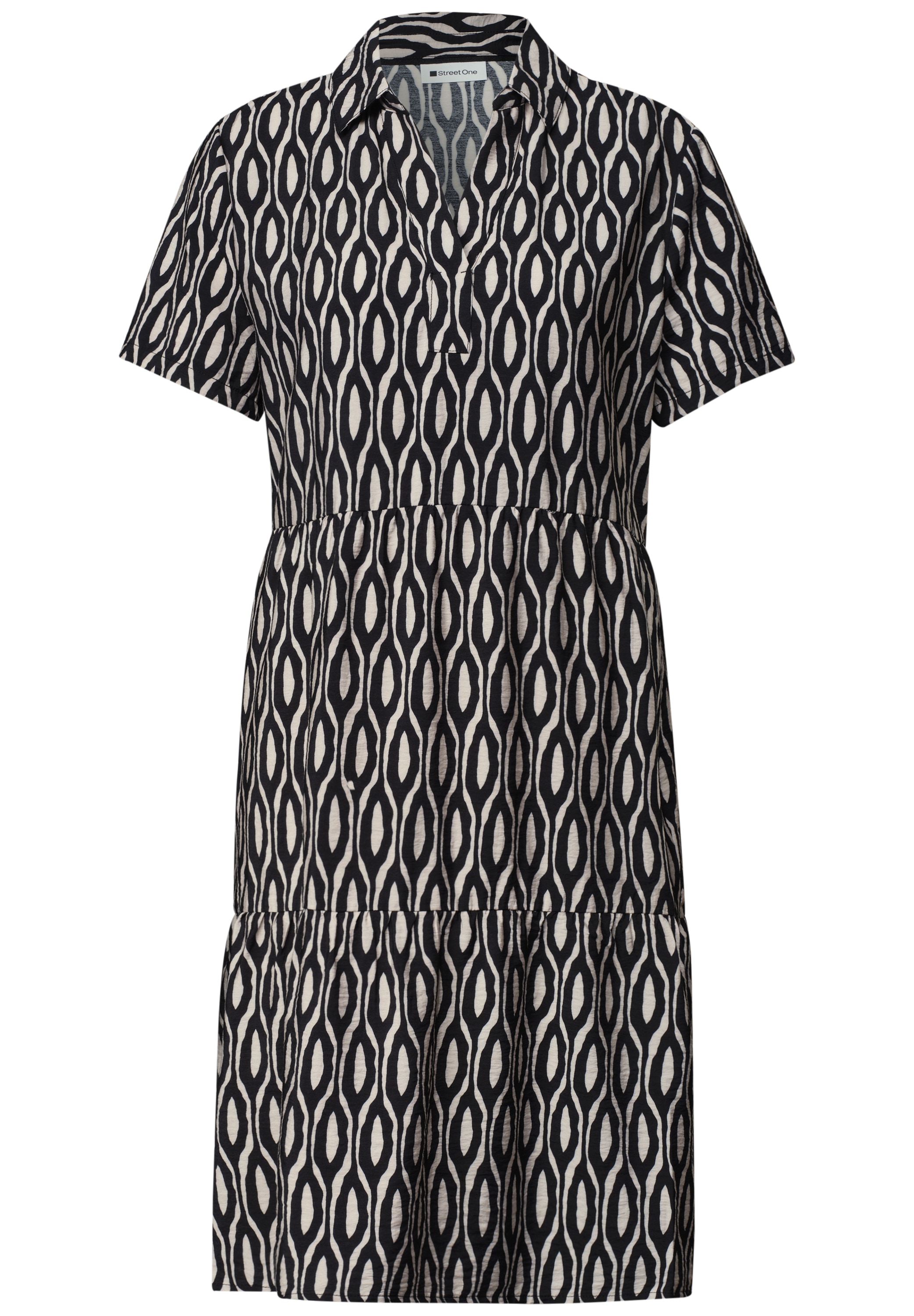 STREET ONE Robe imprimée Sans poches Knielanges Sommerkleid, Kurzarm, bedruckt