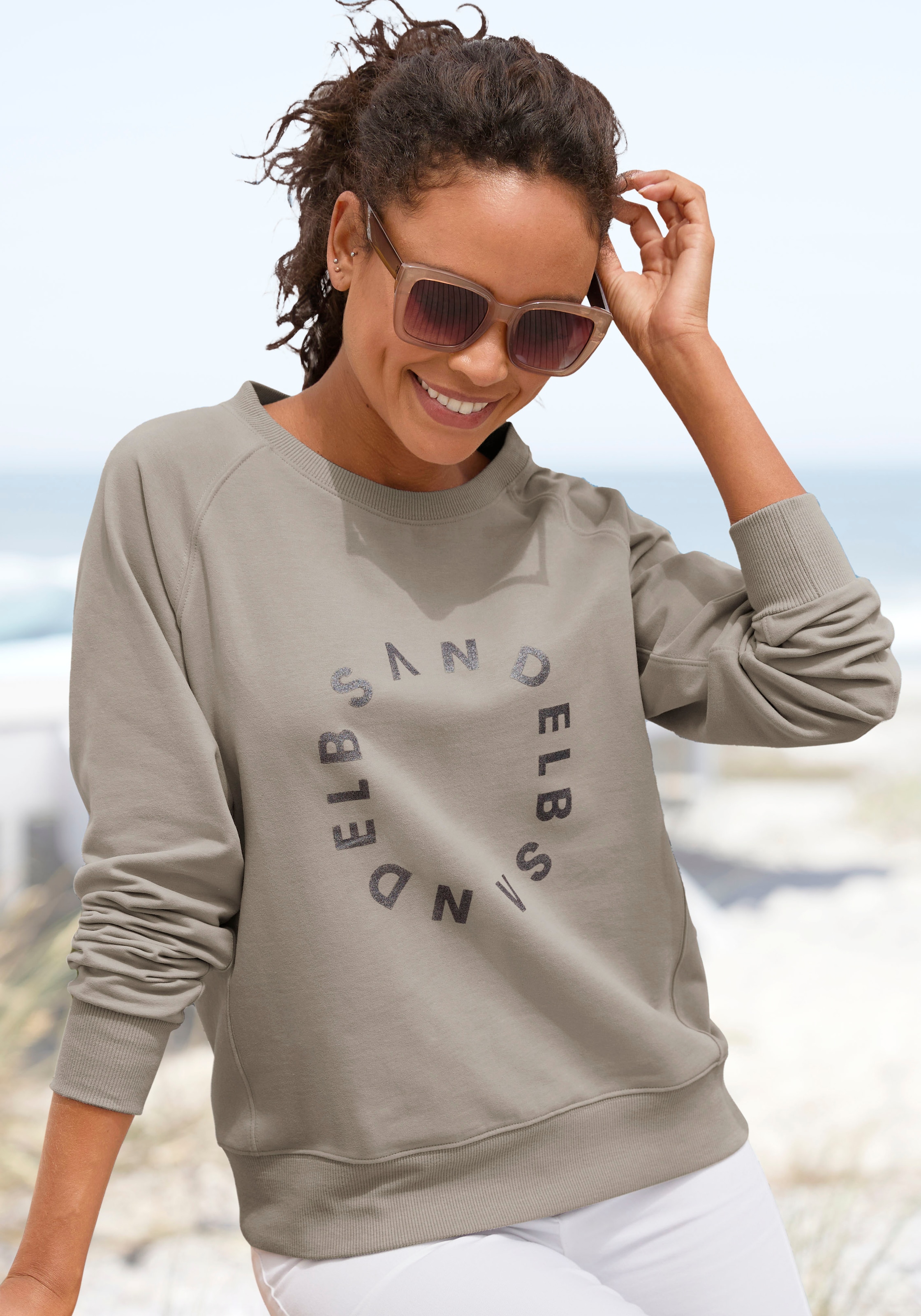 Image of Elbsand Sweatshirt "Zaara", mit Frontprint, Rundhalsausschnitt, Printpullover, casual-sportlich