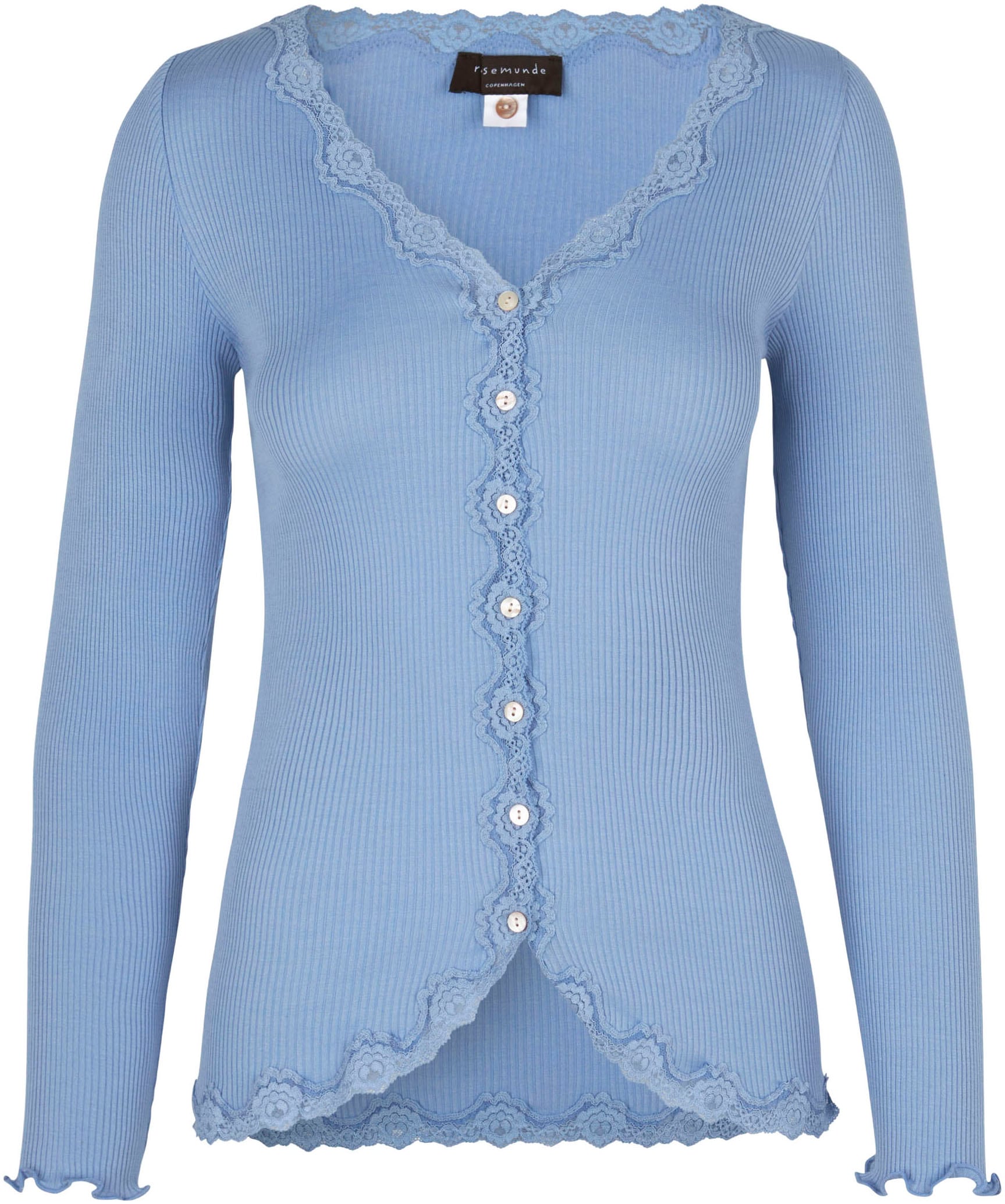 rosemunde Strickjacke »Babette Silk Cardigan mit Seide« Vintage-Spitzenbesatz, Perlmuttknopfleiste, Langarm, Seidenmix
