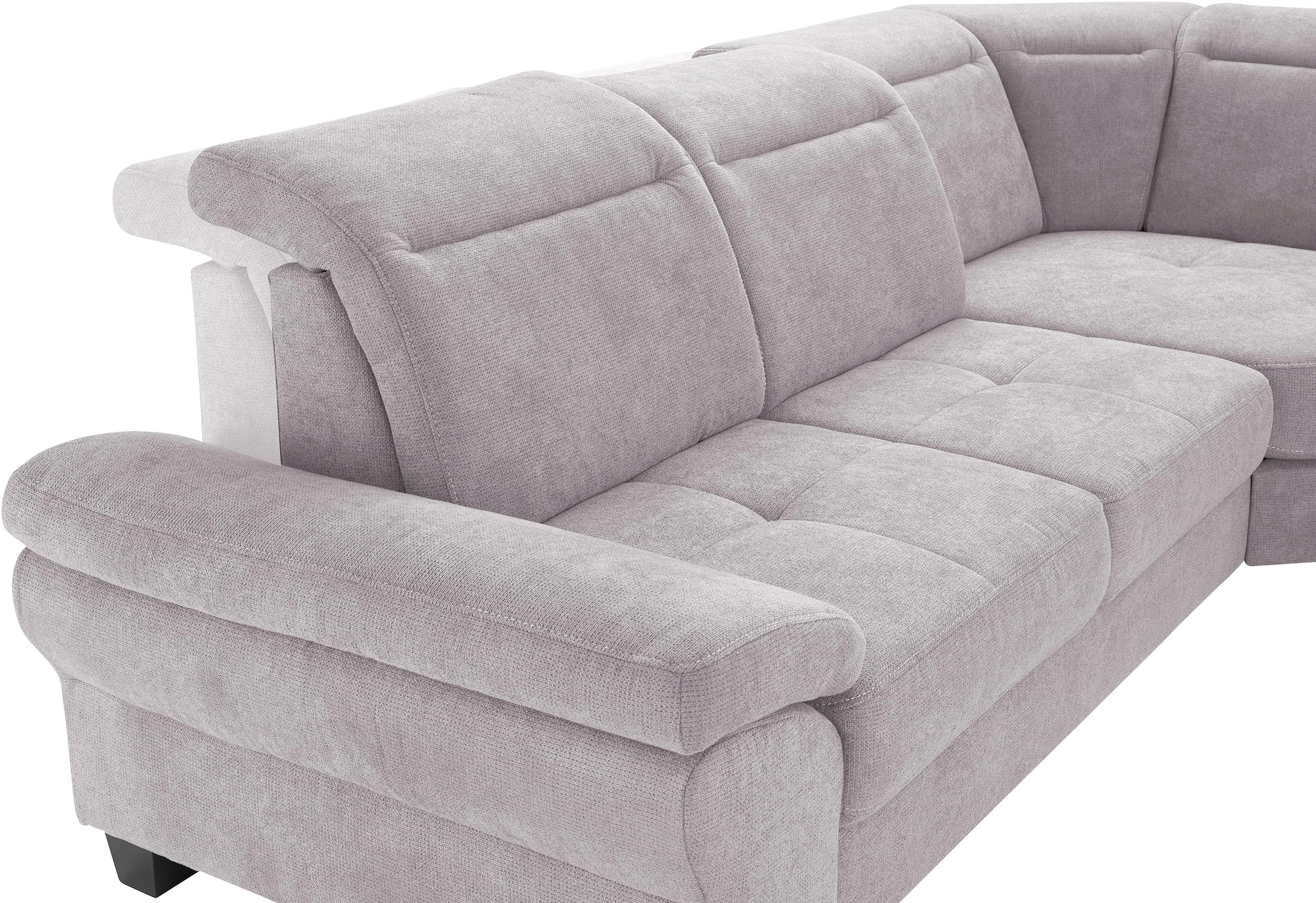 Places of Style Ecksofa »Cornwall L-Form«, incl. Sitztiefenverstellung, mit Bettfunktion und Kopfteilverstellung