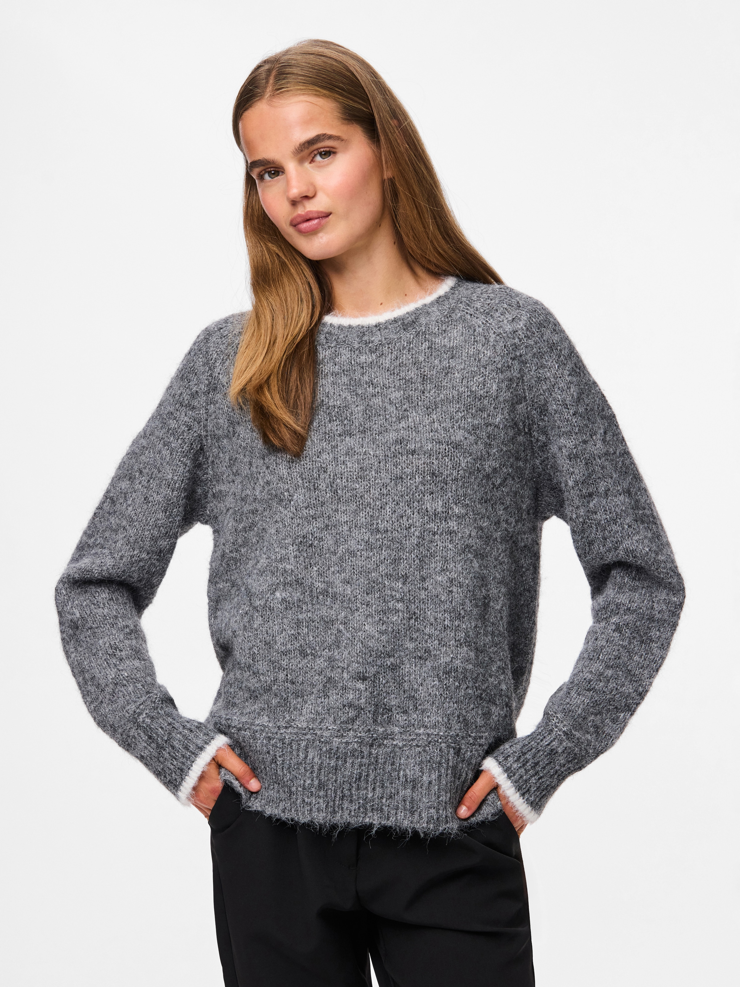 Image of pieces Strickpullover "PCIVY LS O-NECK CONTRAST KNIT NOOS BC"