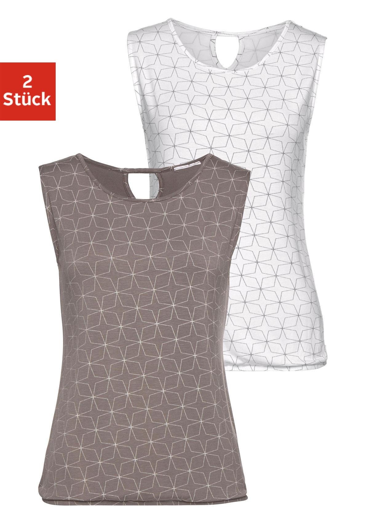 Image of LASCANA Tanktop, (2er-Pack), mit kleinem Cut-Out im Nacken bei Ackermann Versand Schweiz