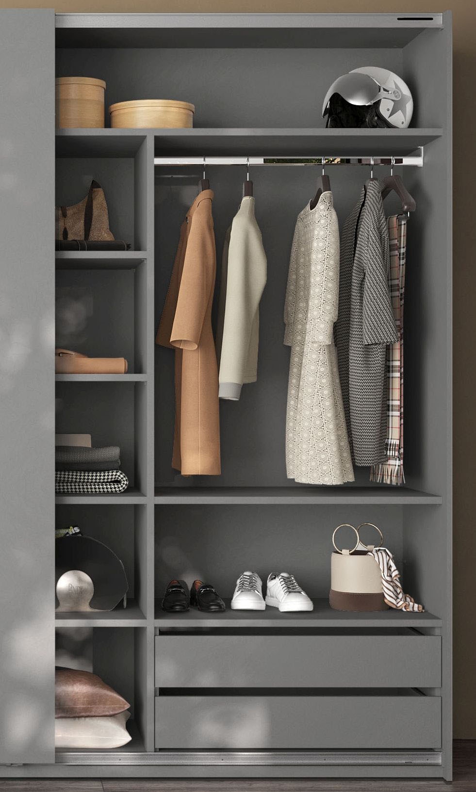 INOSIGN Einlegeboden »Jupiter - Steingrau (1 St.), nur mit Inneneinteilung montierbar« Stabil, Breite 90 cm, passend für Schwebetürenschrank 275x240 cm