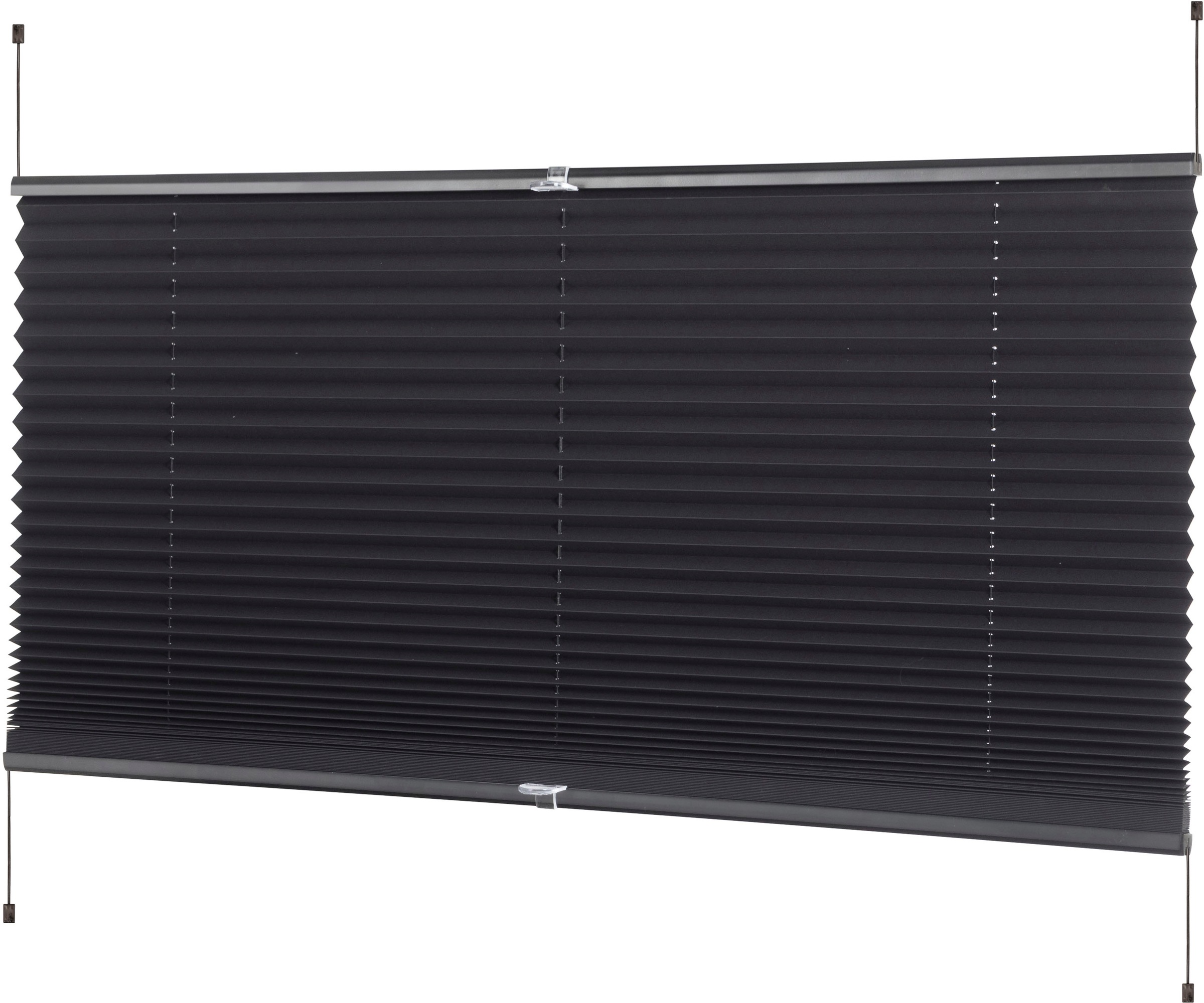 Image of Bruno Banani Plissee »Zayn«, verdunkelnd, energiesparend, ohne Bohren, verspannt, monochrom, basic, komplett in schwarz, verschiedene Grössen, Klemmträger bei Ackermann Versand Schweiz