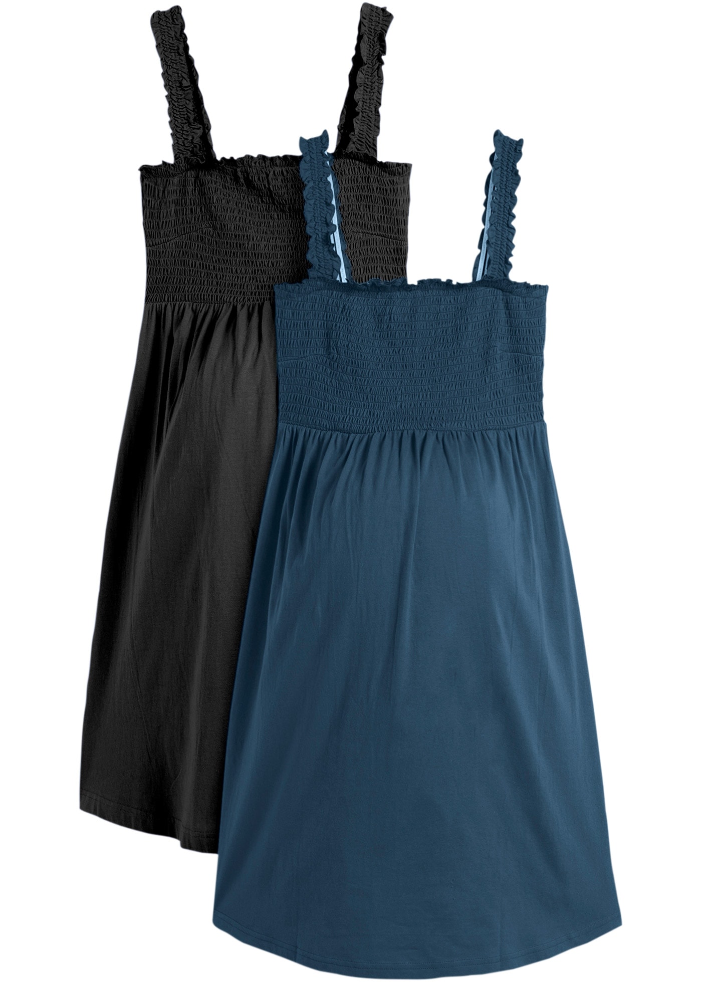 bonprix Robe de maternité Packung, 2 tlg. aus reiner Baumwolle, A-Linien-Passform, im Empireschnitt, ärmellos