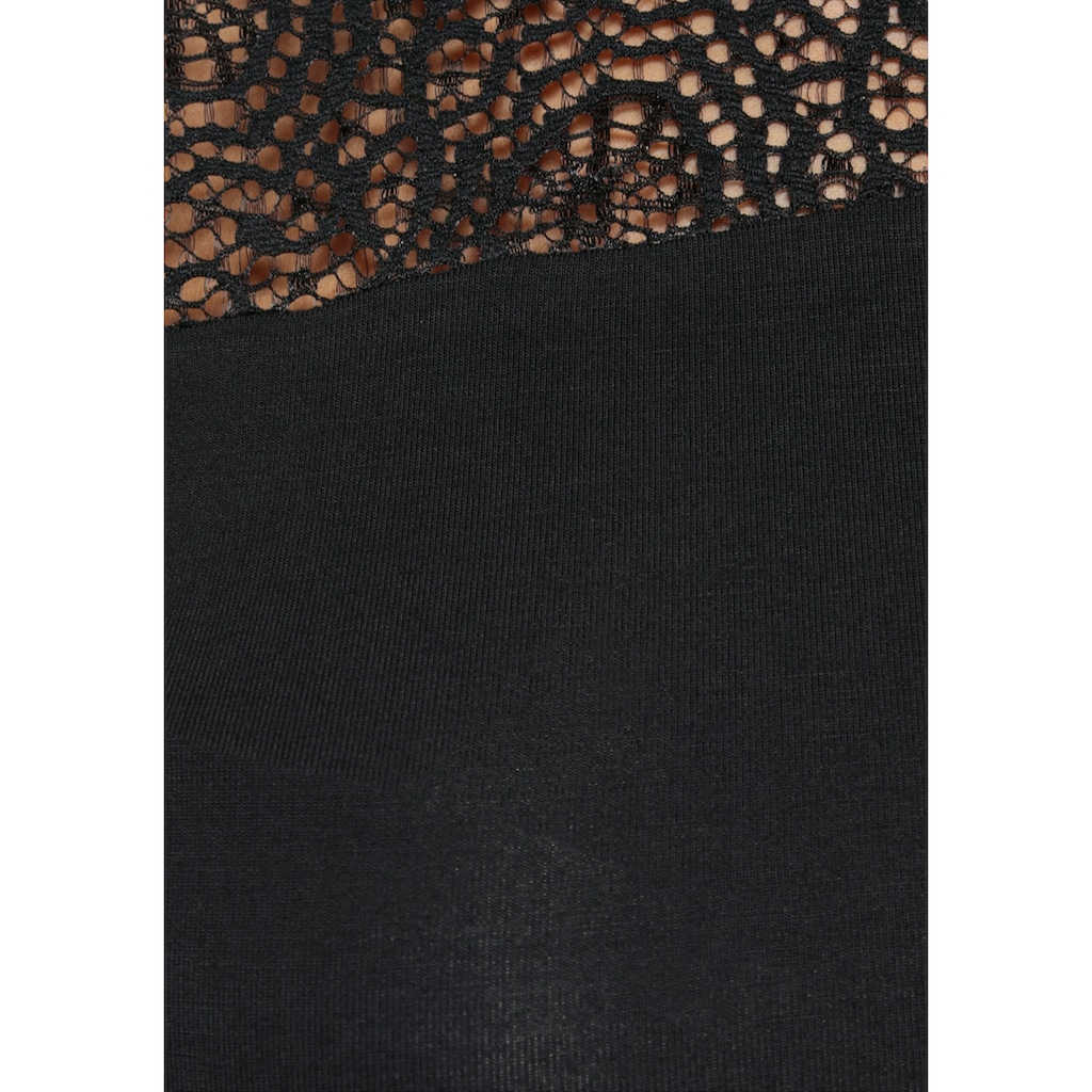 Melrose Rundhalsshirt, im asymmetrischem Look und Spitzen-Ärmel