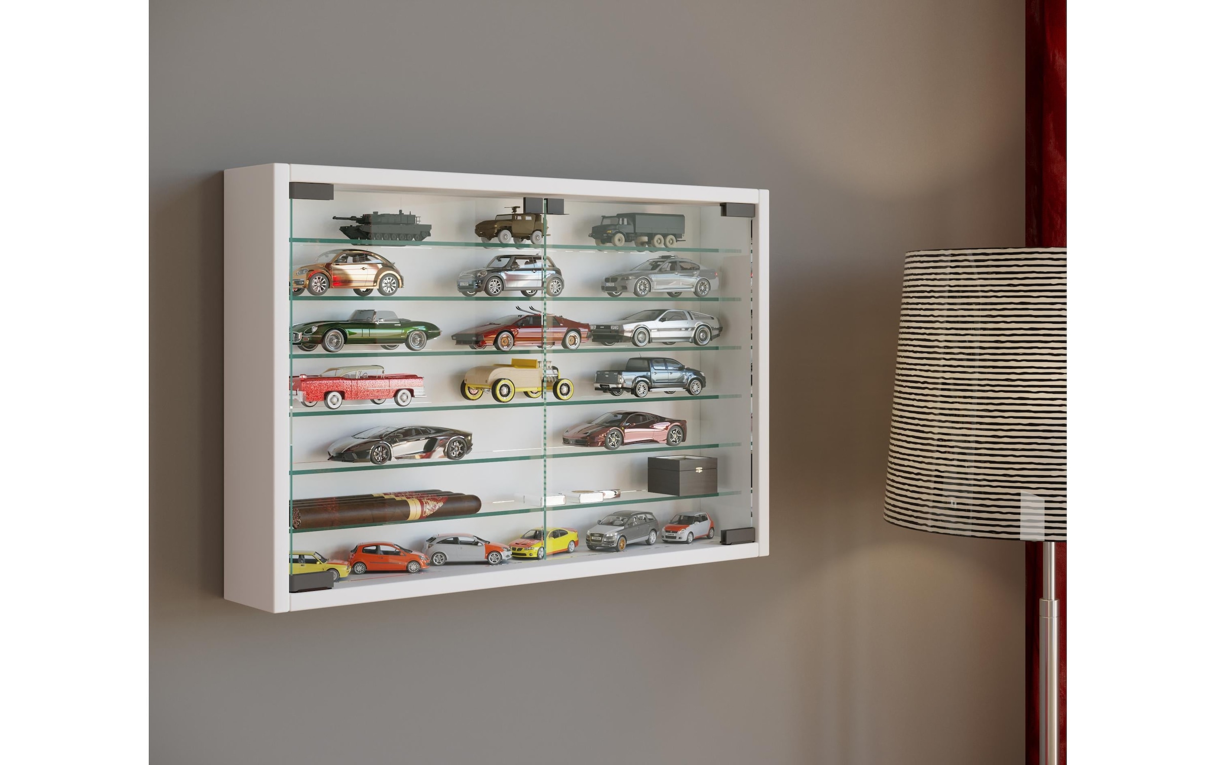 VCM Vitrine »Mandosa XL 60 x 40 cm« Wandvitrine mit 6 Glaseinlegeböden und 2 Türen aus Sicherheitsglas