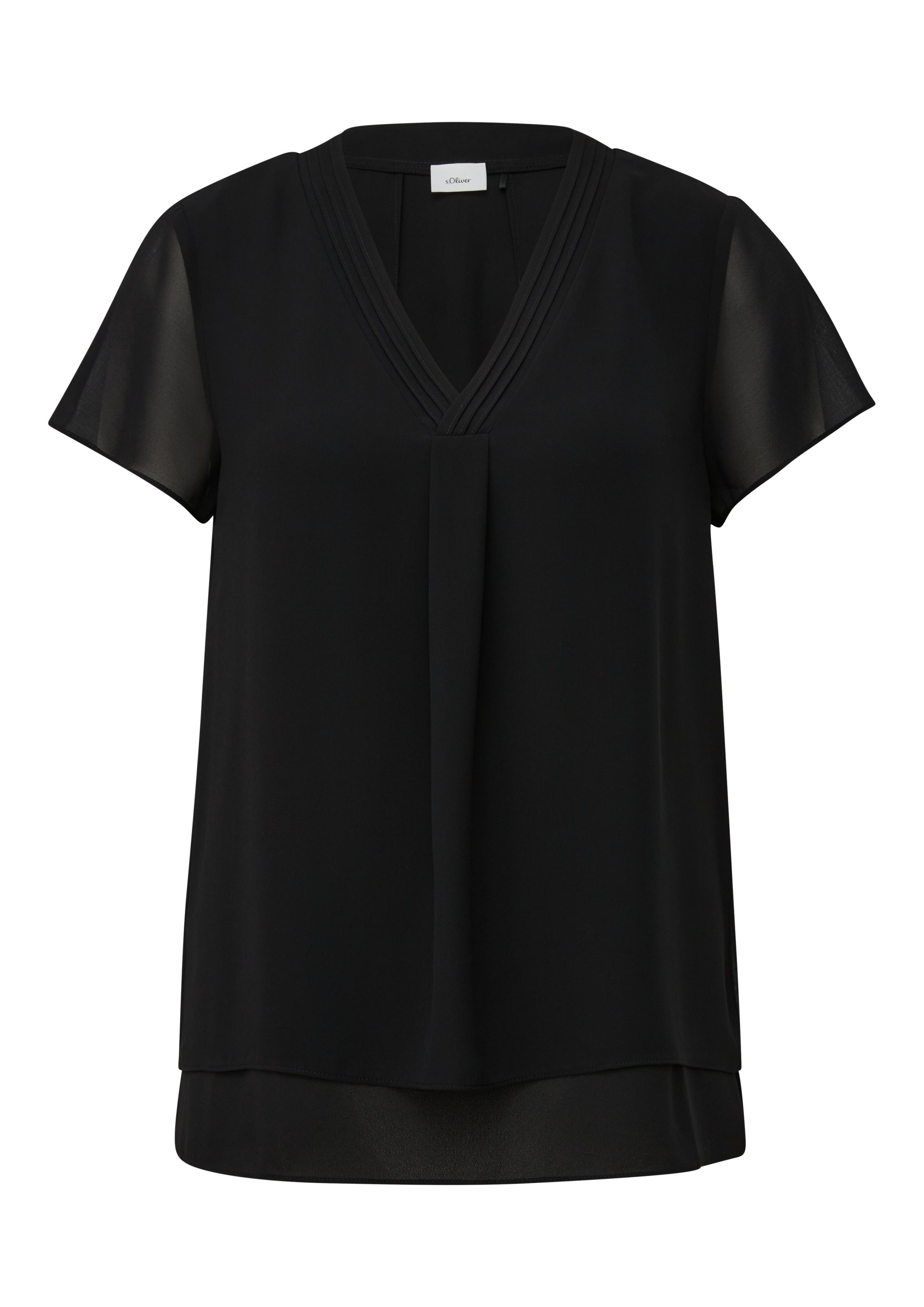 s.Oliver BLACK LABEL Shirtbluse, in Doppel-Layer-Optik und mit V-Ausschnitt