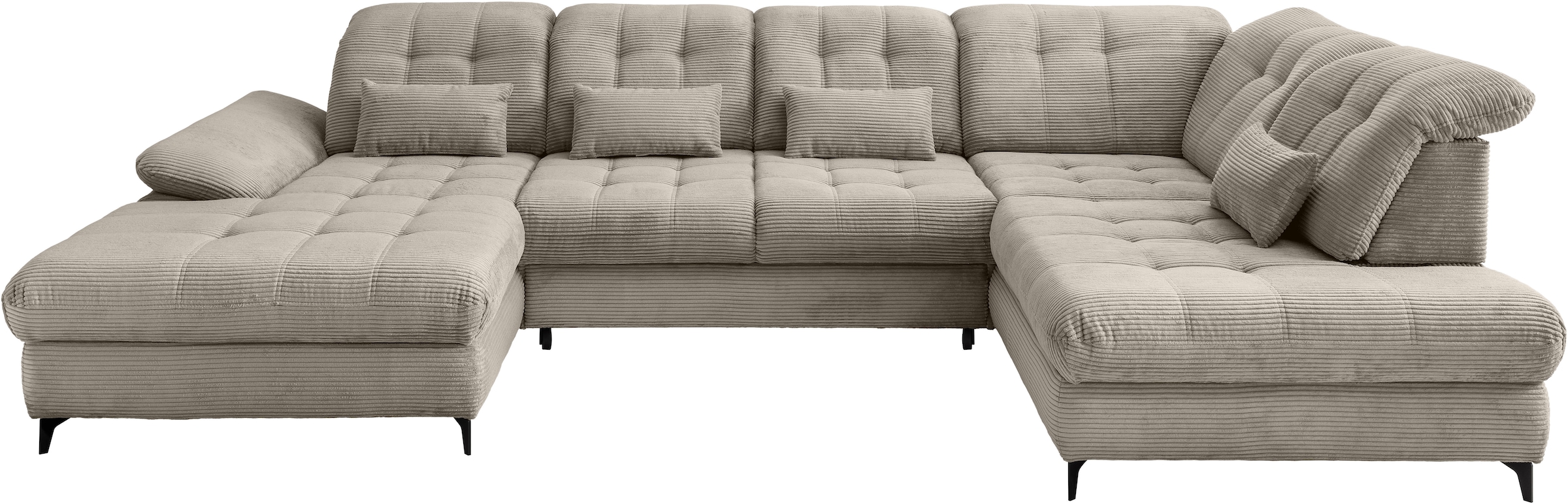 Home affaire Canapé d'angle »Lazio modern & bequem,  Breite 358cm, U-Form, tolle Detailverarbeitung« inkl. Bettkasten, Bettfunktion, Kopfteil-, Sitztiefenverstellung