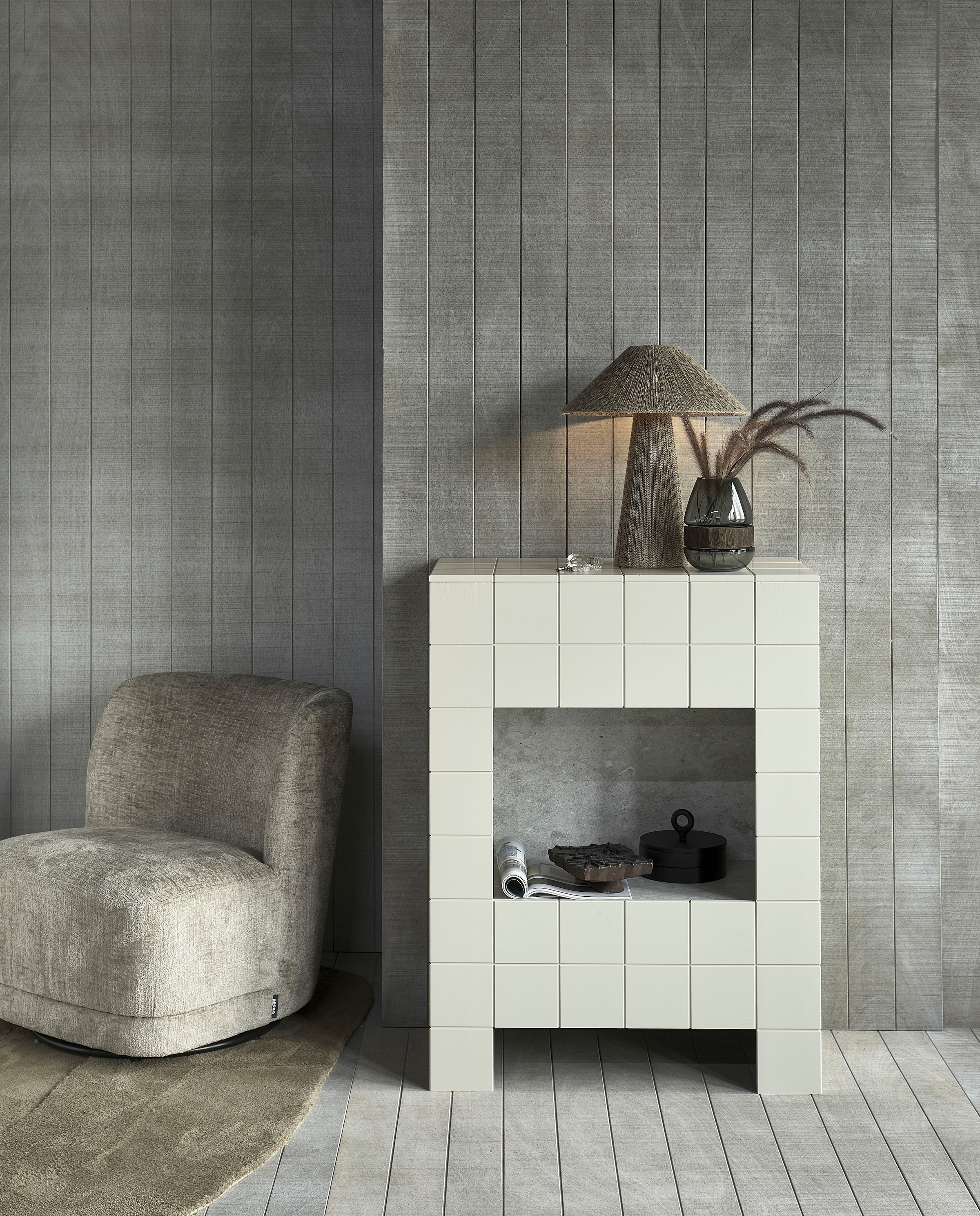 WOOOD Fauteuil pivotant »Atty mit struktur-Velvetbezug und Drehmechanismus B 74 x T 65 x H 75cm« Très haute résistance à l'usure, livré monté, capacité de charge 120 kg