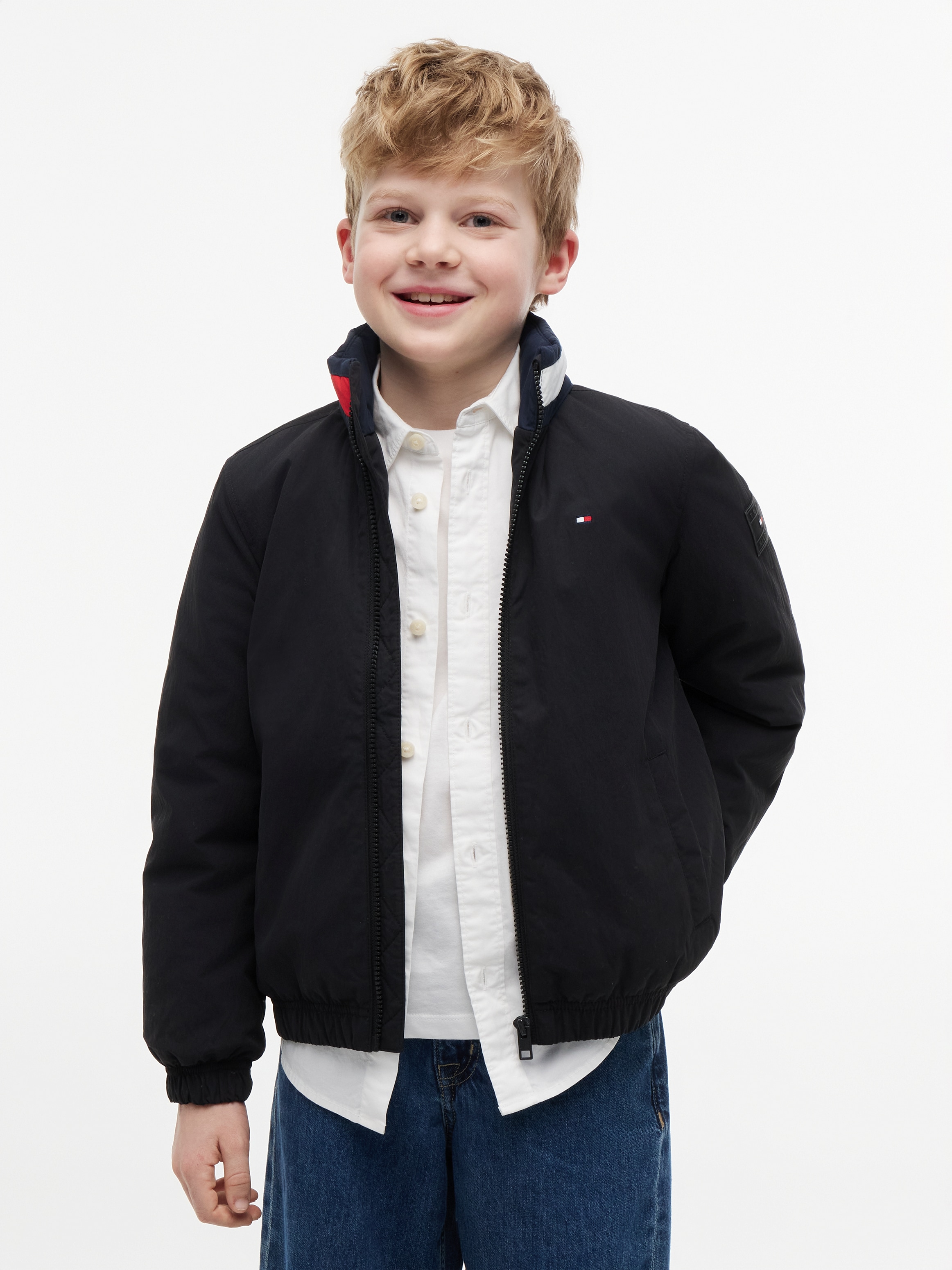 Tommy Hilfiger Blouson avec capuche Capuche dissimulable dans le col, coupe Regular, enfants jusqu'à 16 ans